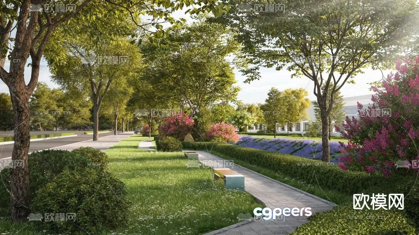 Park landscape forest path 3d model