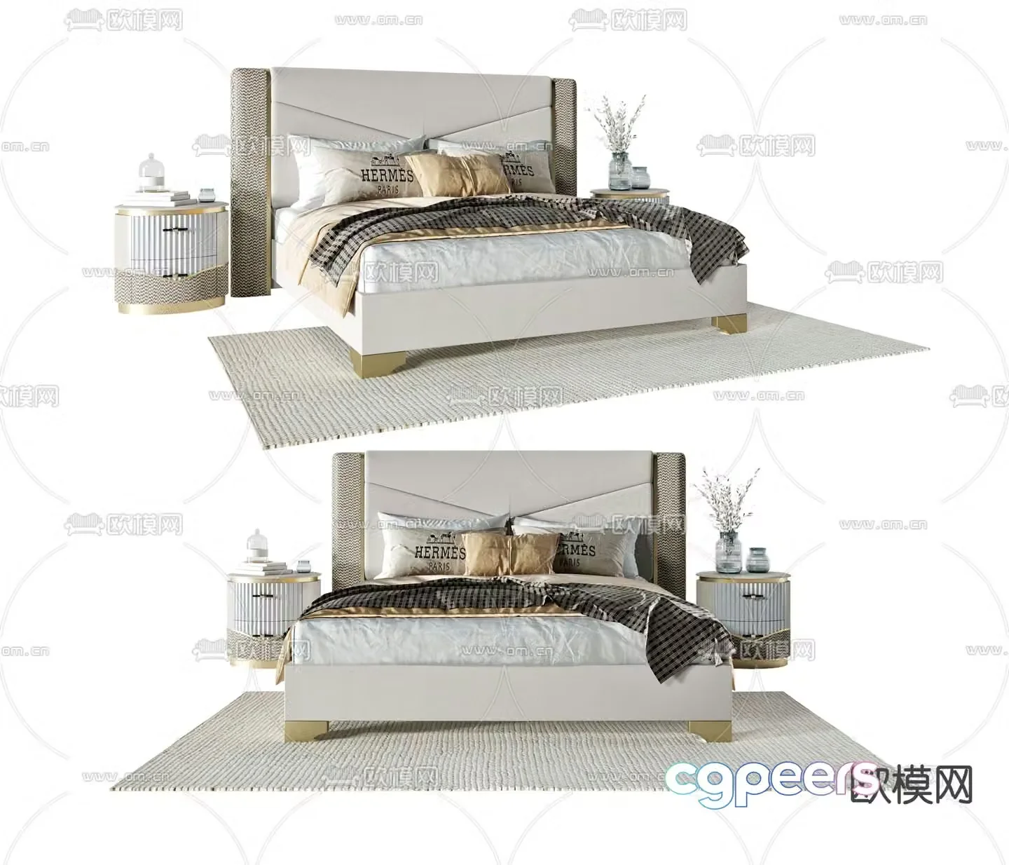 Modern double bed 3d model