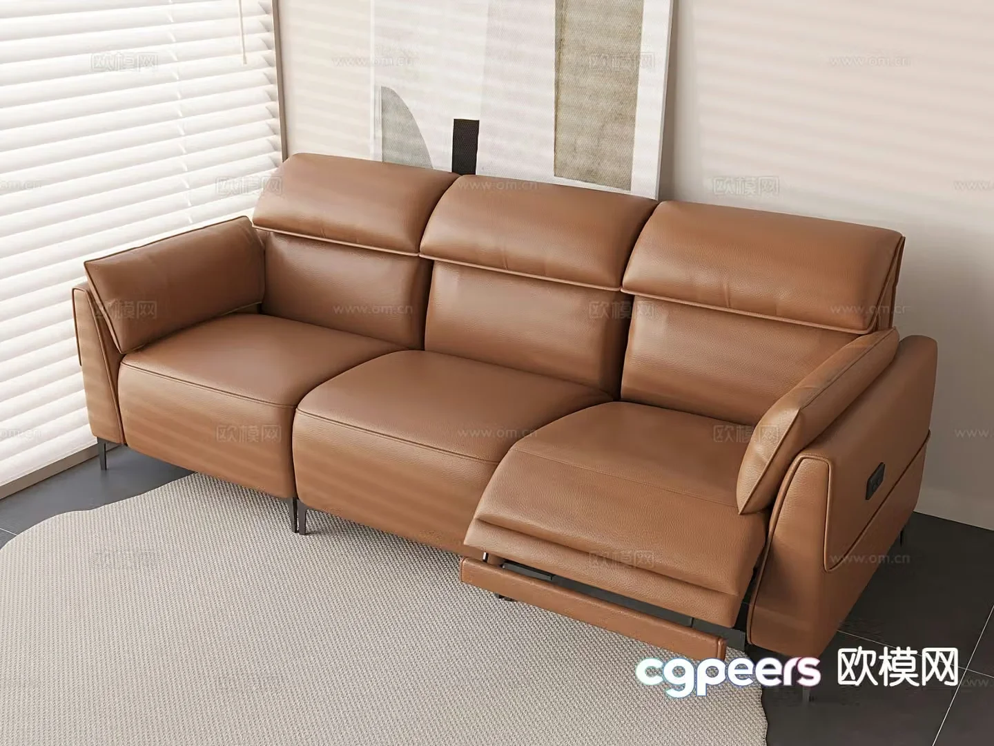 Smart Electric Sofa Leather Sofa Three-person Sofa 3D Model