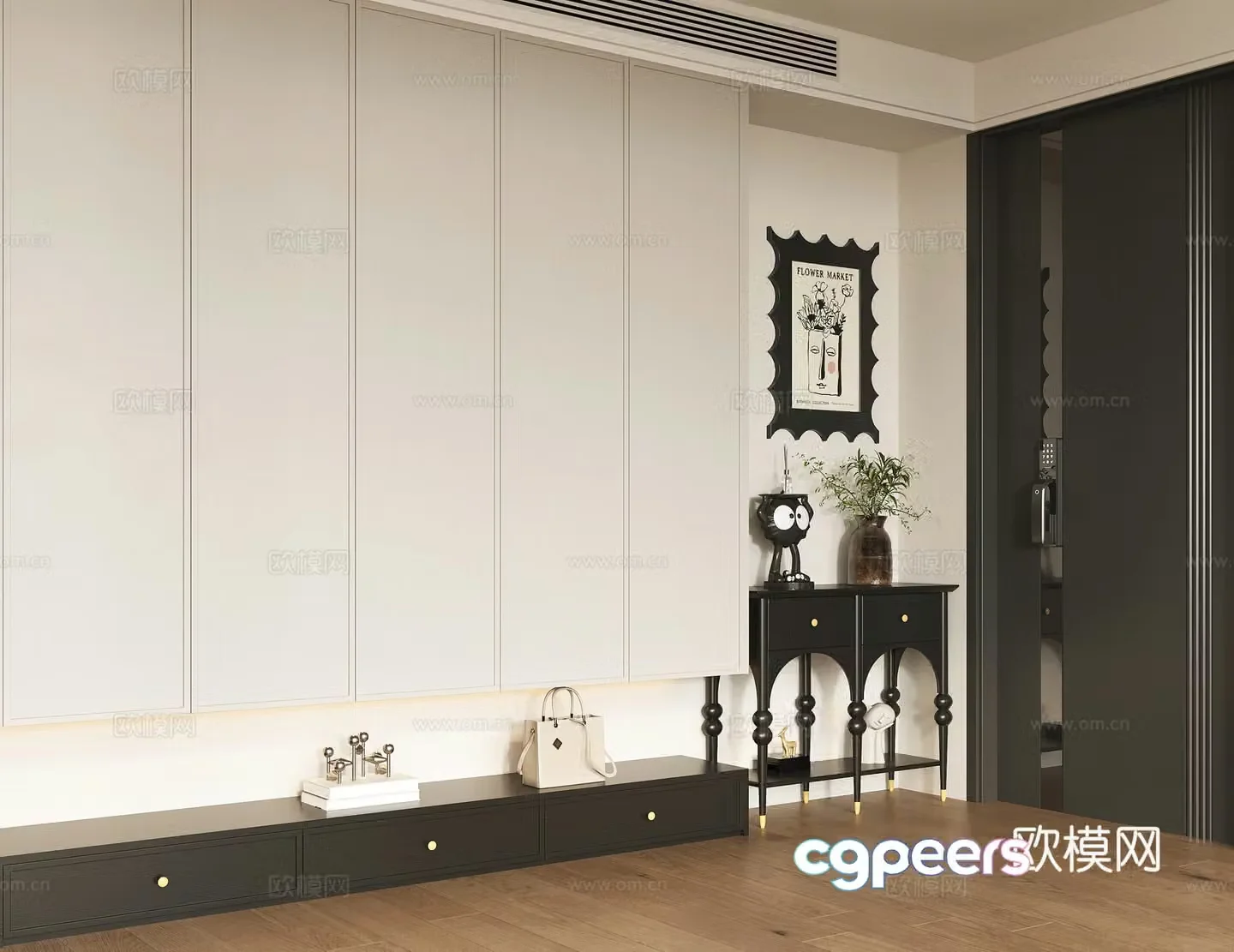 Modern home entrance shoe cabinet home entrance entrance shoe cabinet side cabinet decorative cabinet 3D model