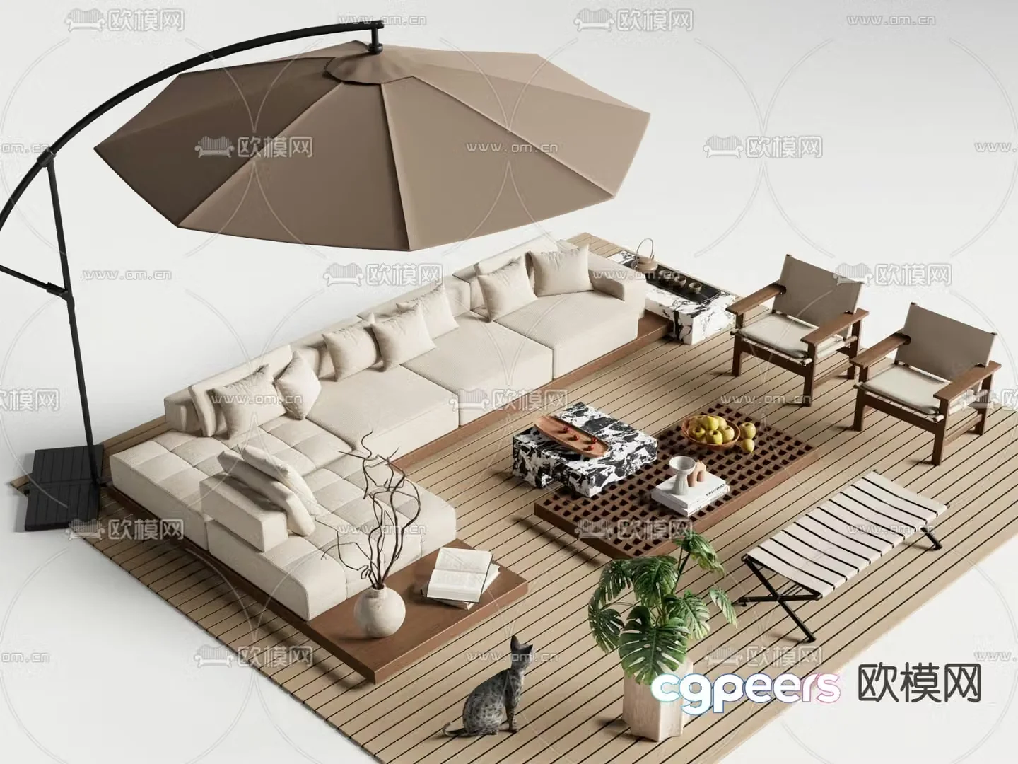 Modern outdoor sofa modular sofa 3d model