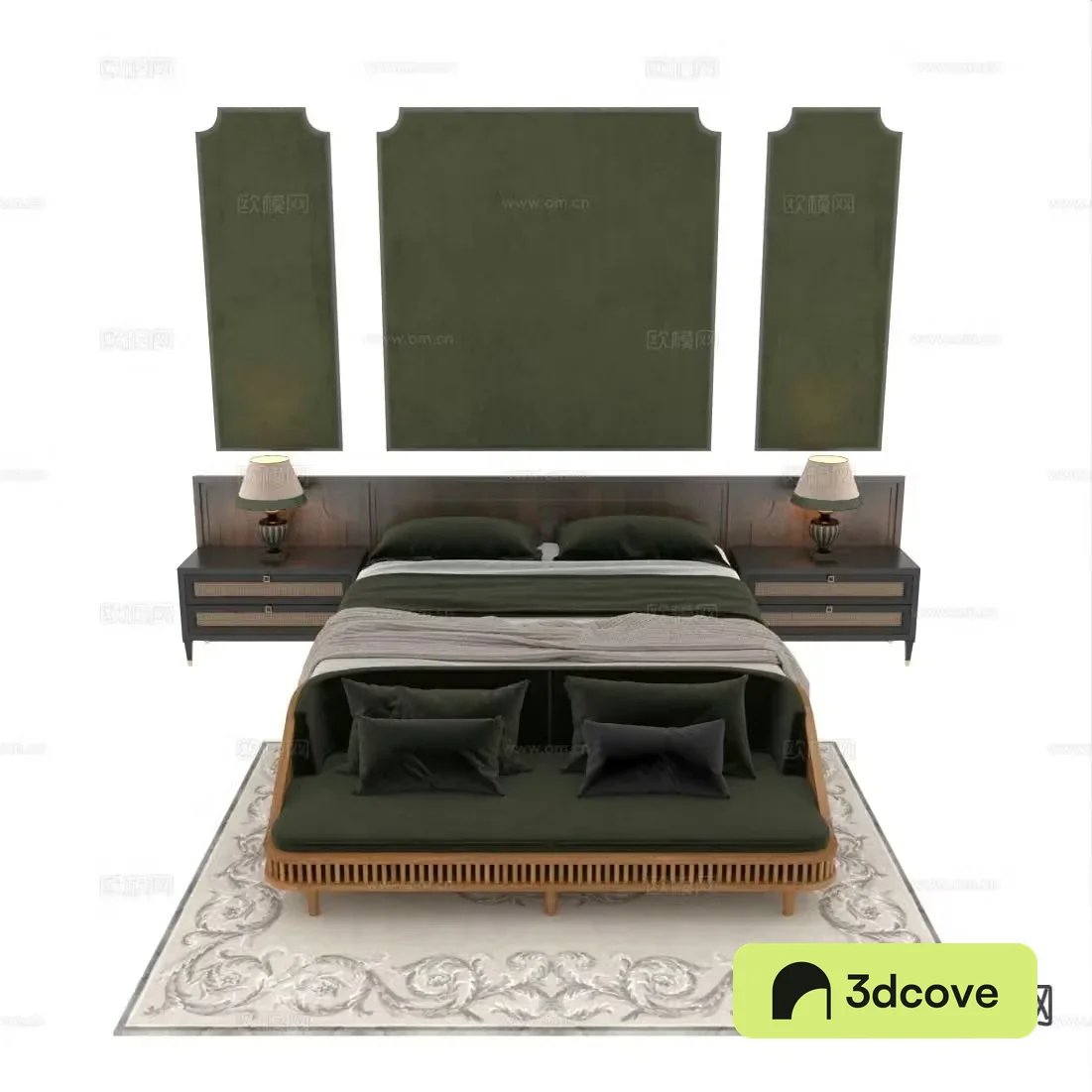 Southeast Asian double bed bedside table bed background