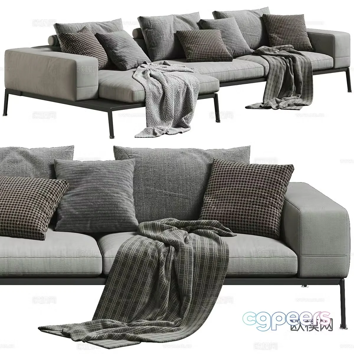 Fabric sofa right angle sofa multi-person sofa casual sofa living room sofa office sofa 3D model