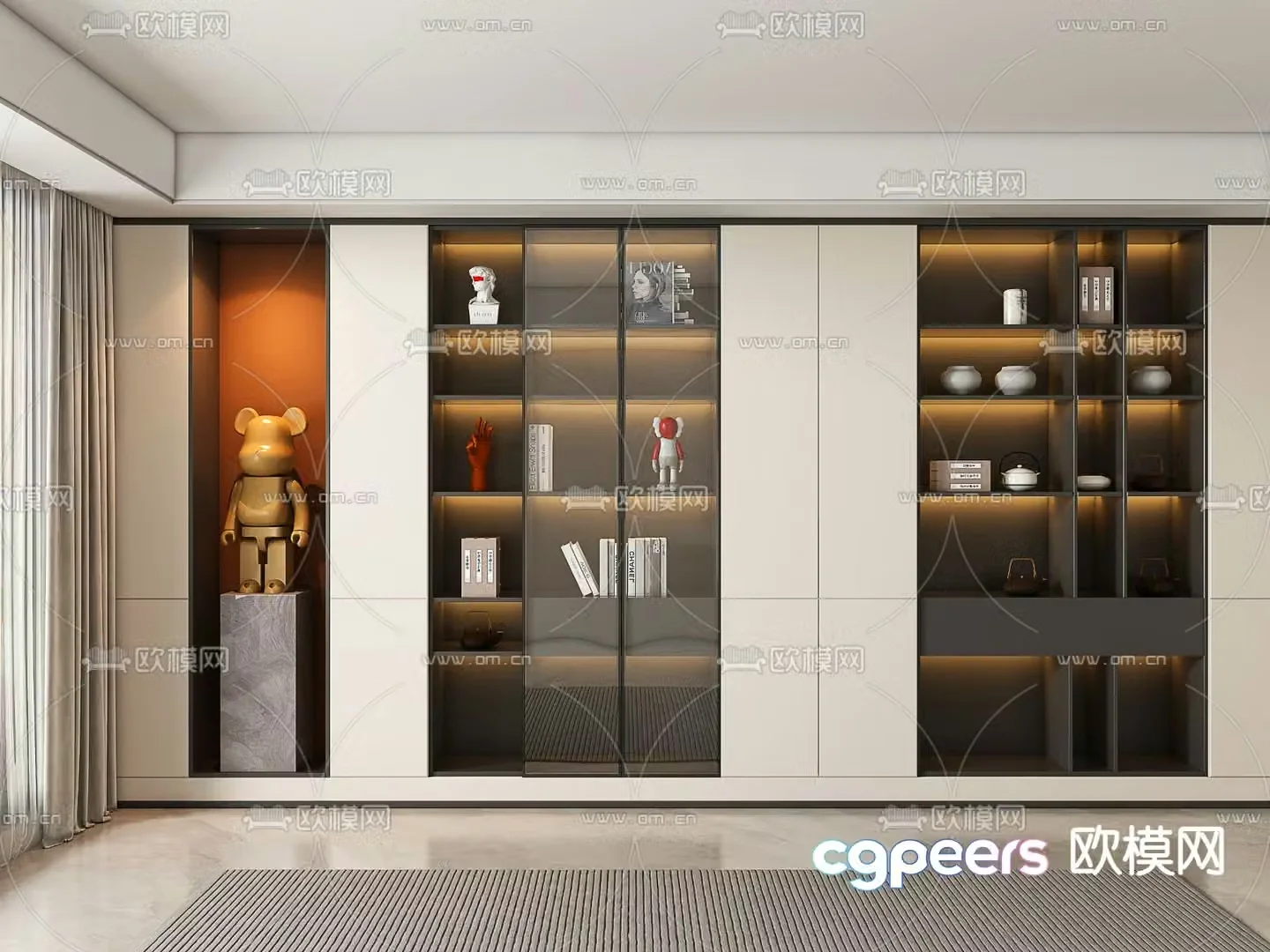 Bookcase display cabinet 3d model
