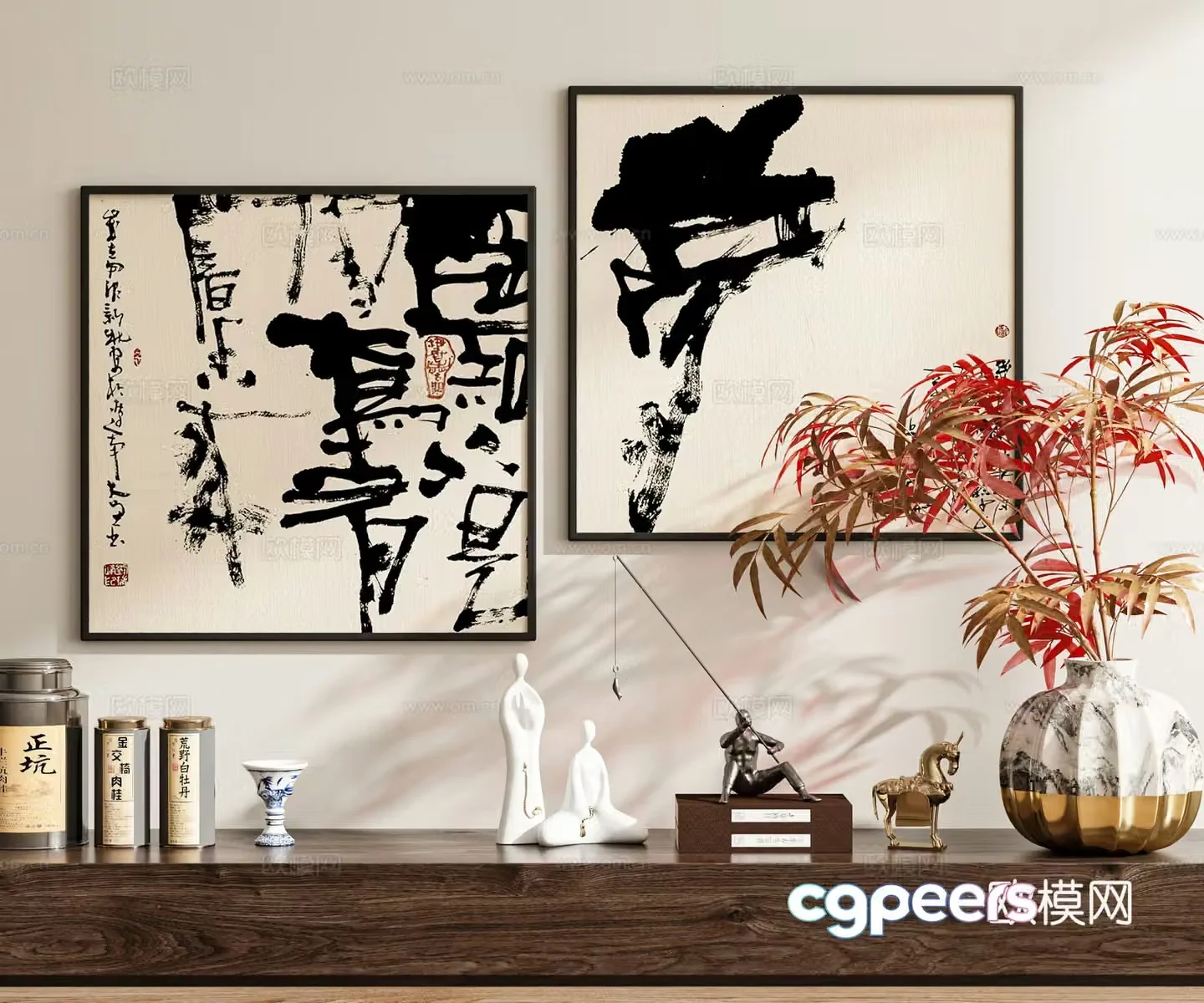 New Chinese calligraphy and painting calligraphy 3D model