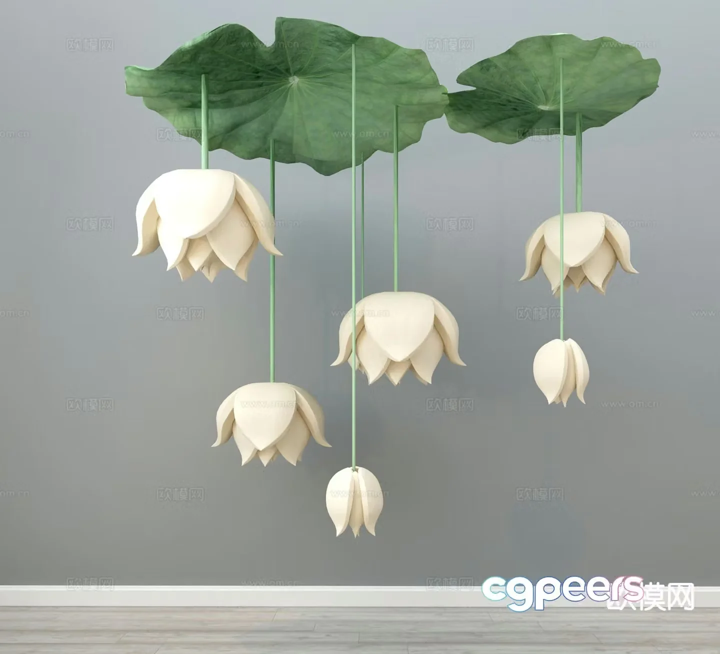 Chinese lotus decorative lamp 3d model