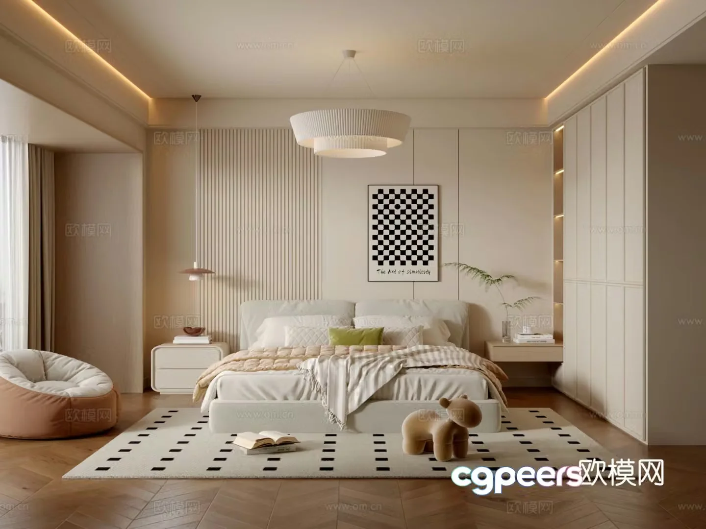 Cream style bedroom master bedroom 3d model