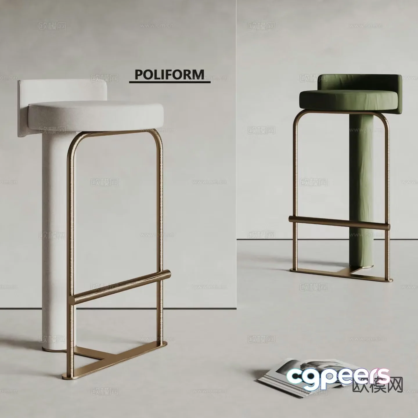 poliform modern bar stool 3d model