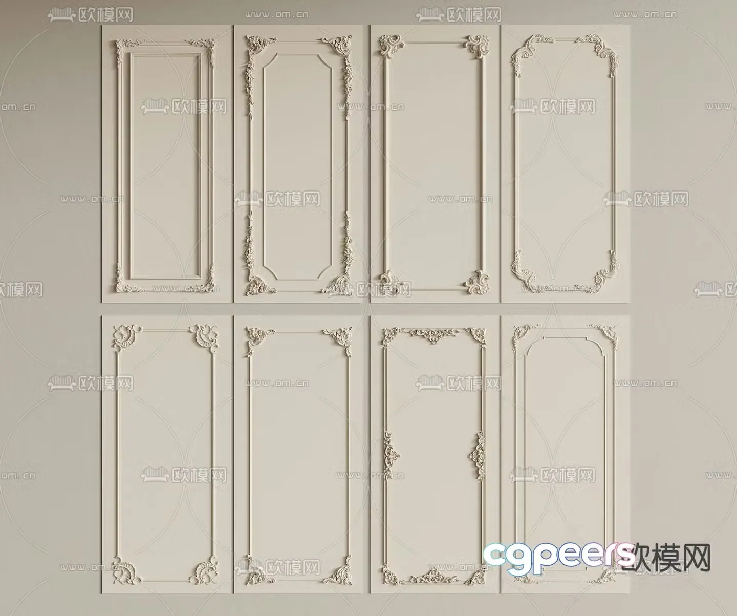 French carving wall panel corner line wall panel 3d model