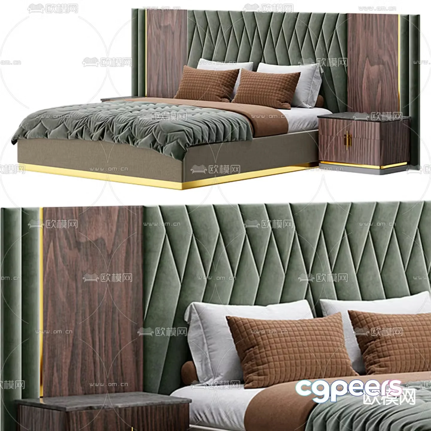 American double bed 3d model