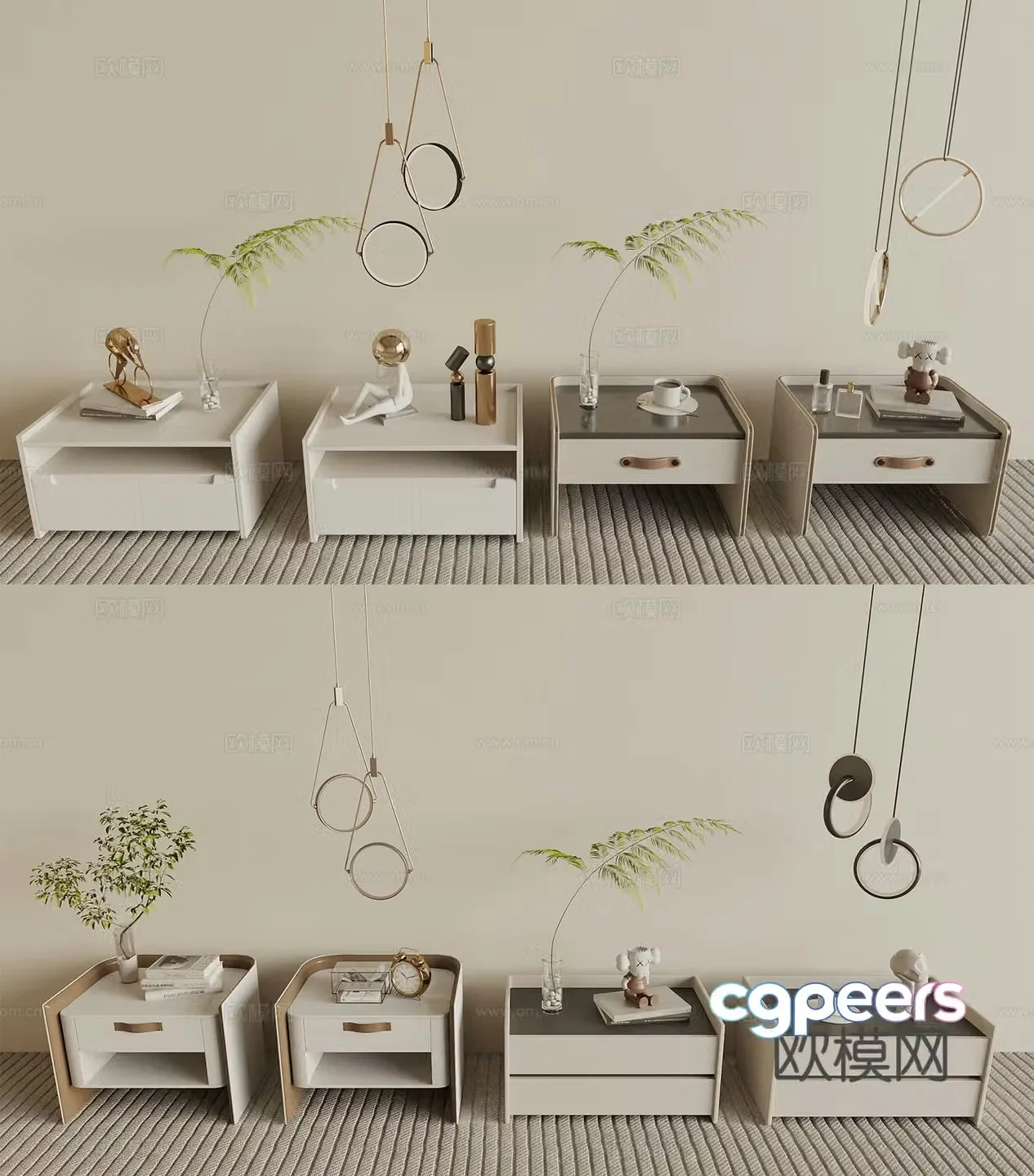Cream style bedside table 3d model