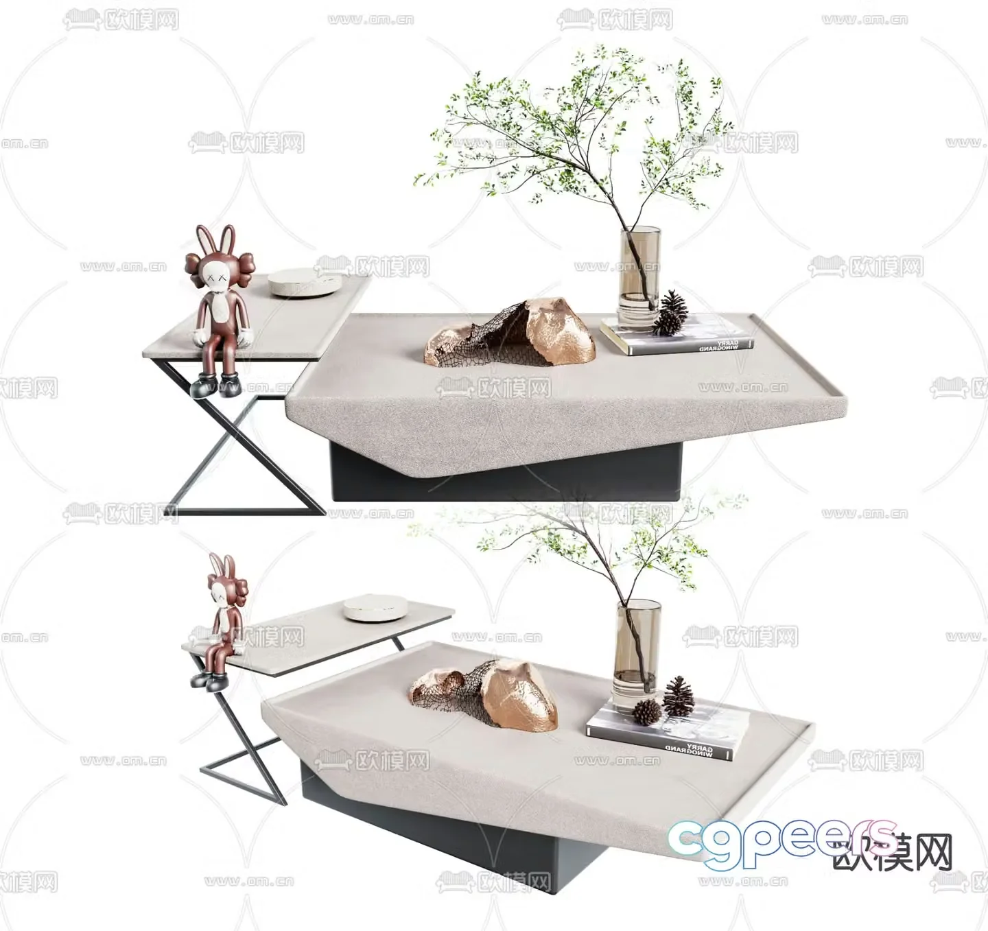 B&B italia modern cream style coffee table 3d model