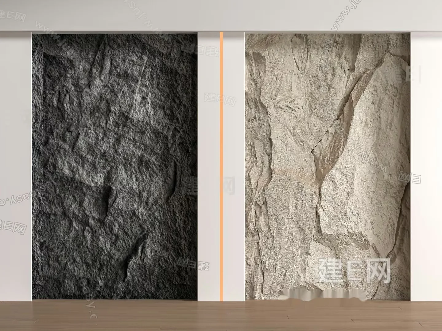 Two Large Stone Walls 3D Model – 12240 – VRAY Render