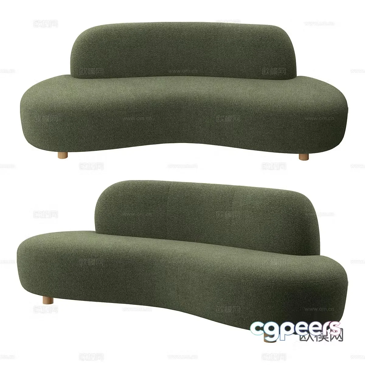 Modern simple double sofa double sofa simple sofa curved sofa living room sofa 3D model