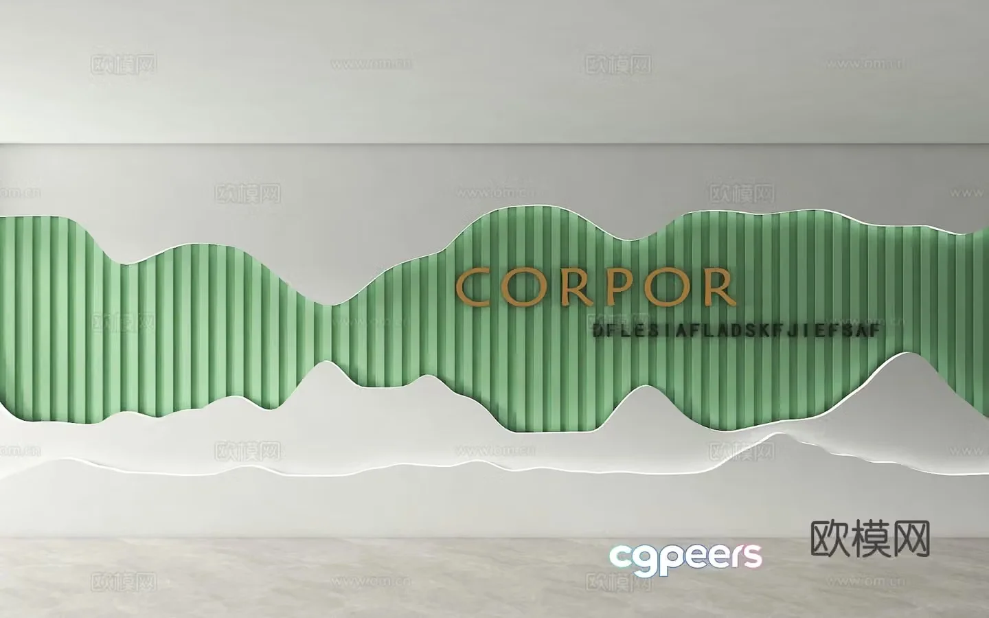 Special shape background wall corrugated background wall wavy background wall image wall front desk background wall 3d model
