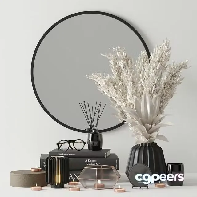3ds Max Free – Decor set 002 with round mirror