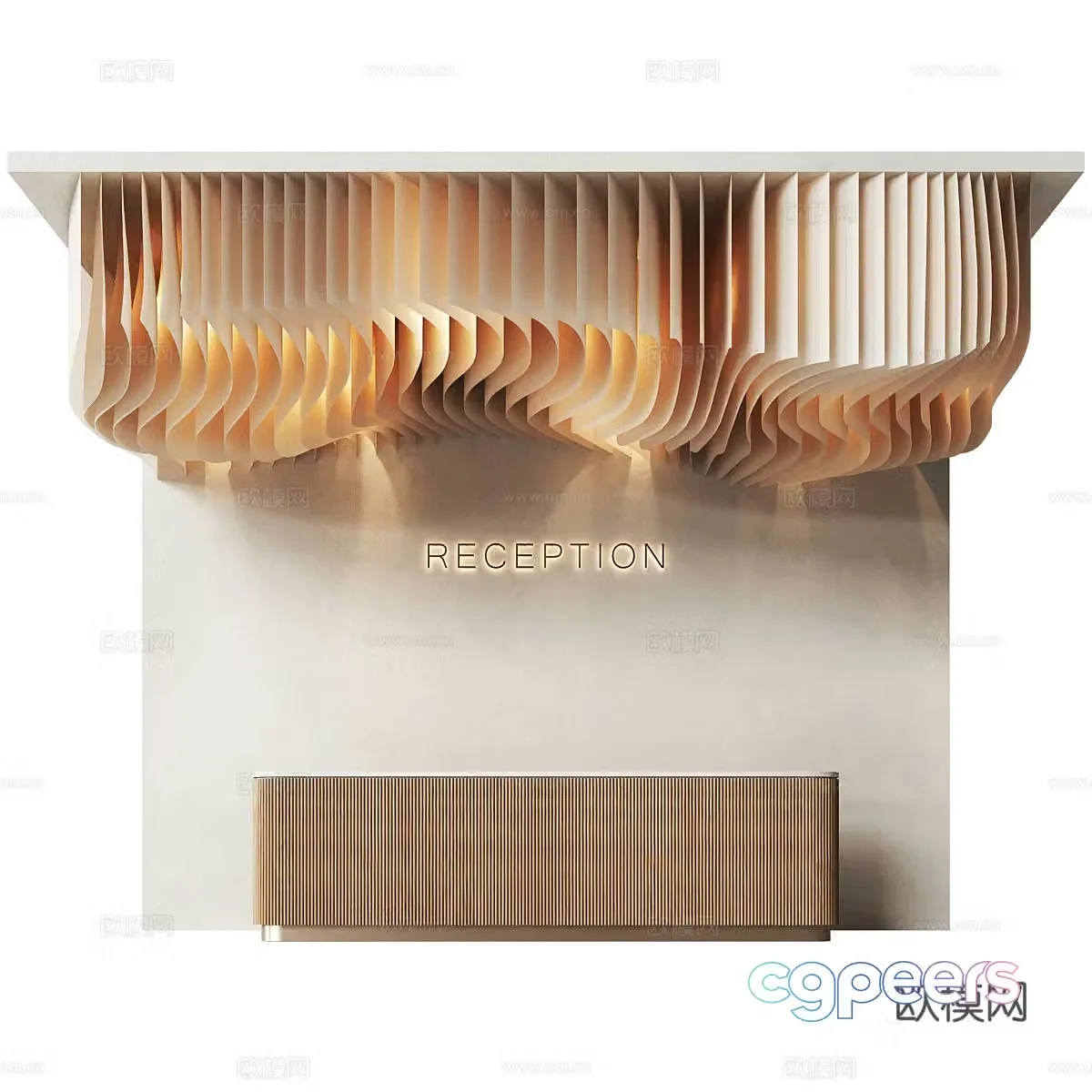 New Chinese style reception desk front desk service desk 3D model
