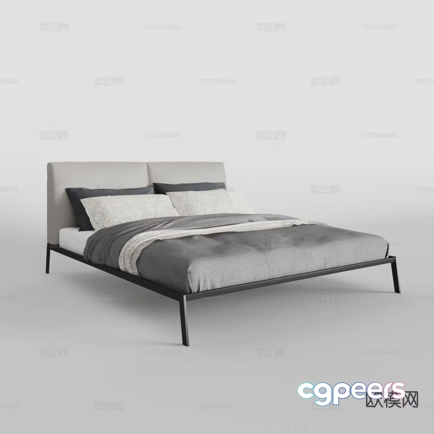 Modern double bed 3d model