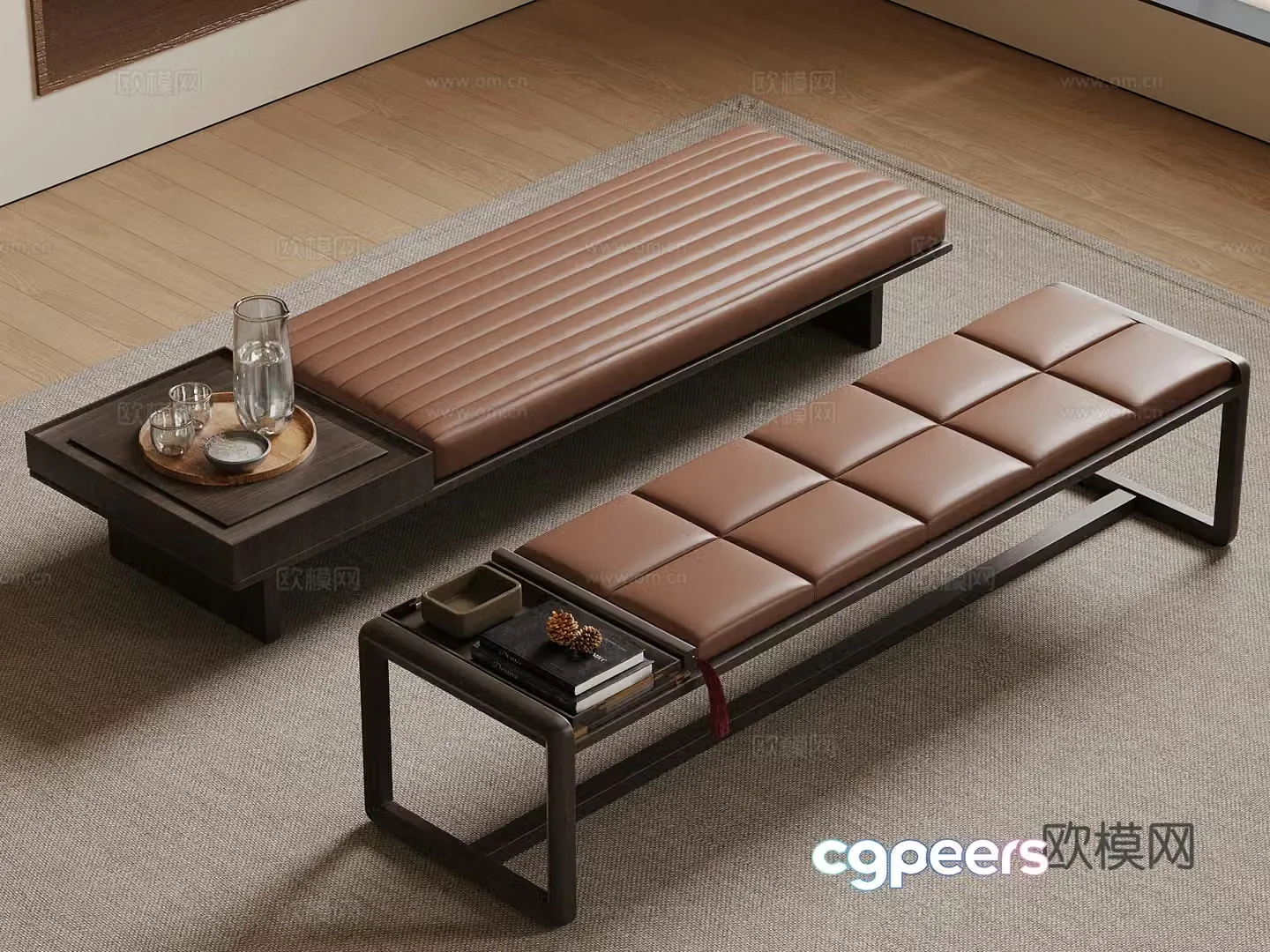 New Chinese style shoe changing bench bench 3D model