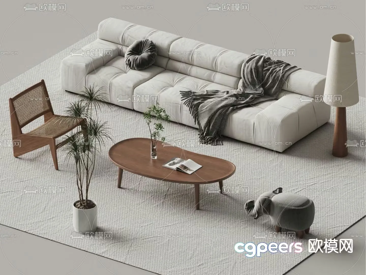 Wabi-sabi style sofa modular sofa 3d model