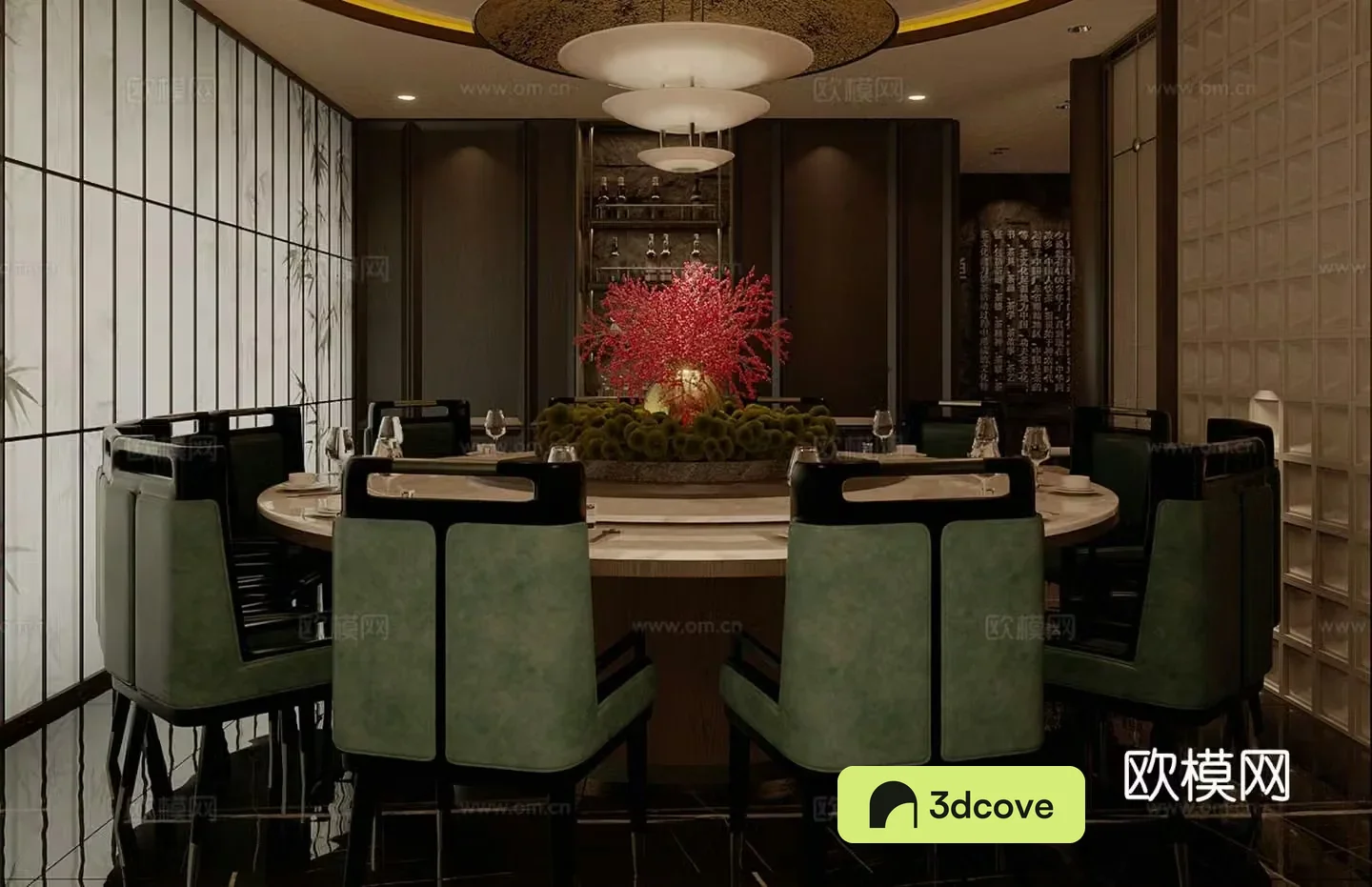 New Chinese-style private rooms restaurant private rooms round dining table and chair combination hotel private rooms dining table and chair