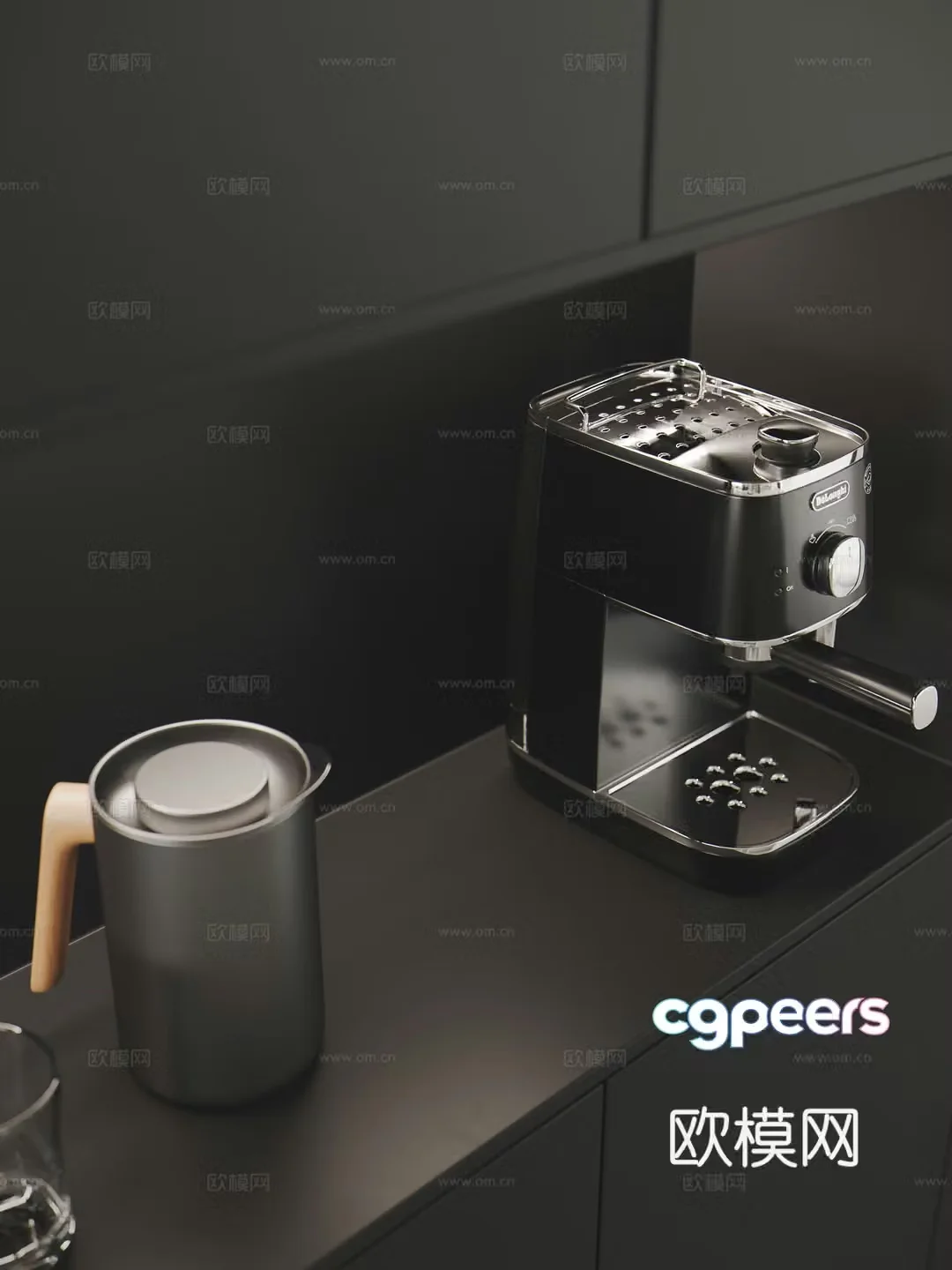 Modern coffee machine stainless steel kettle 3D model