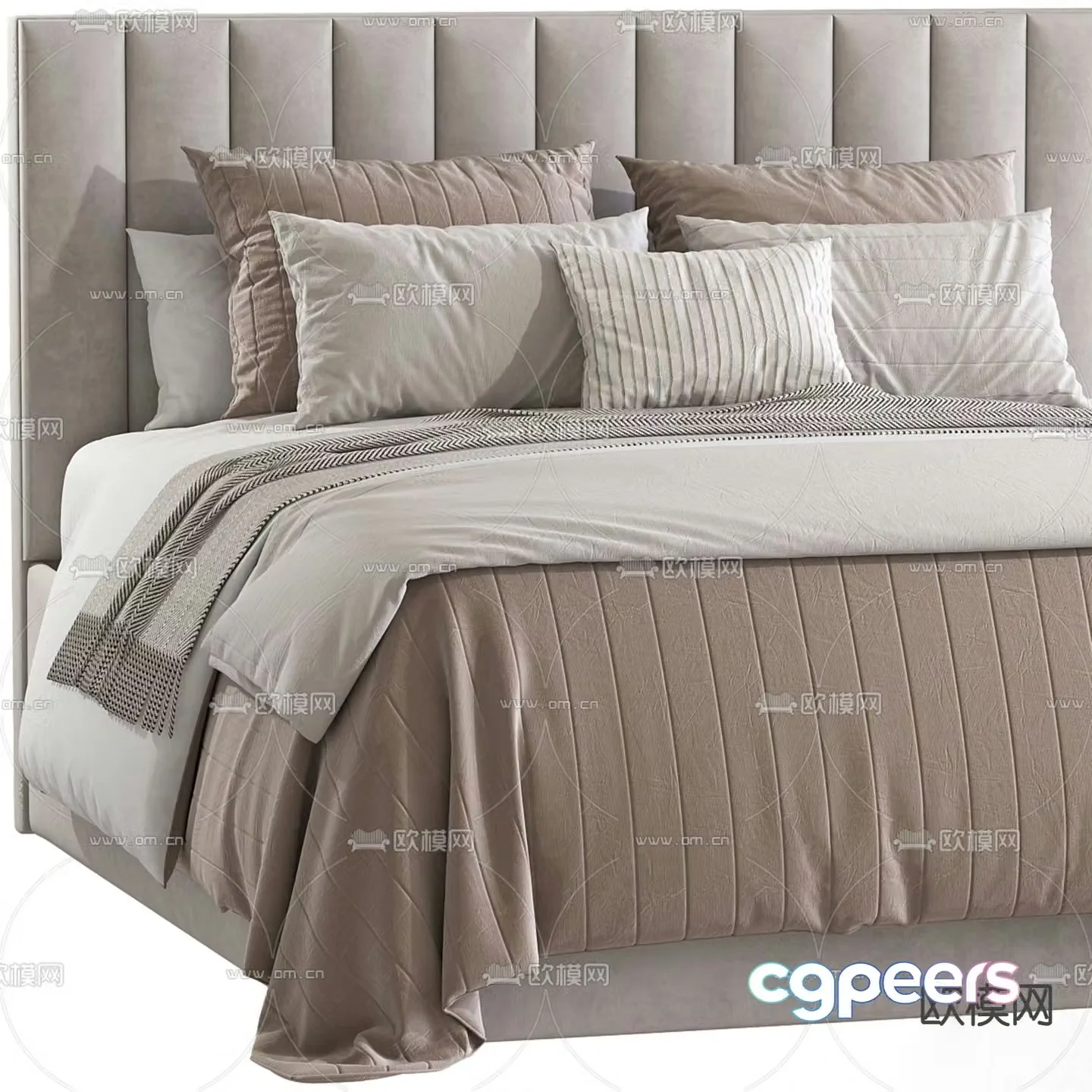 Modern double bed 3d model