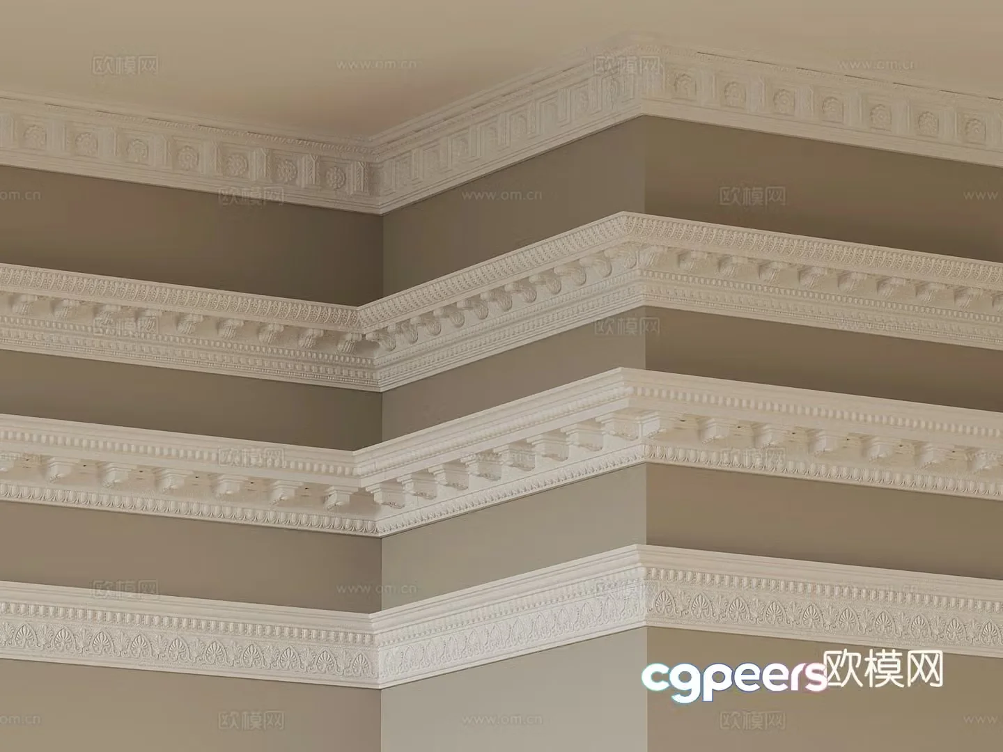 French gypsum line line top corner line 3d model