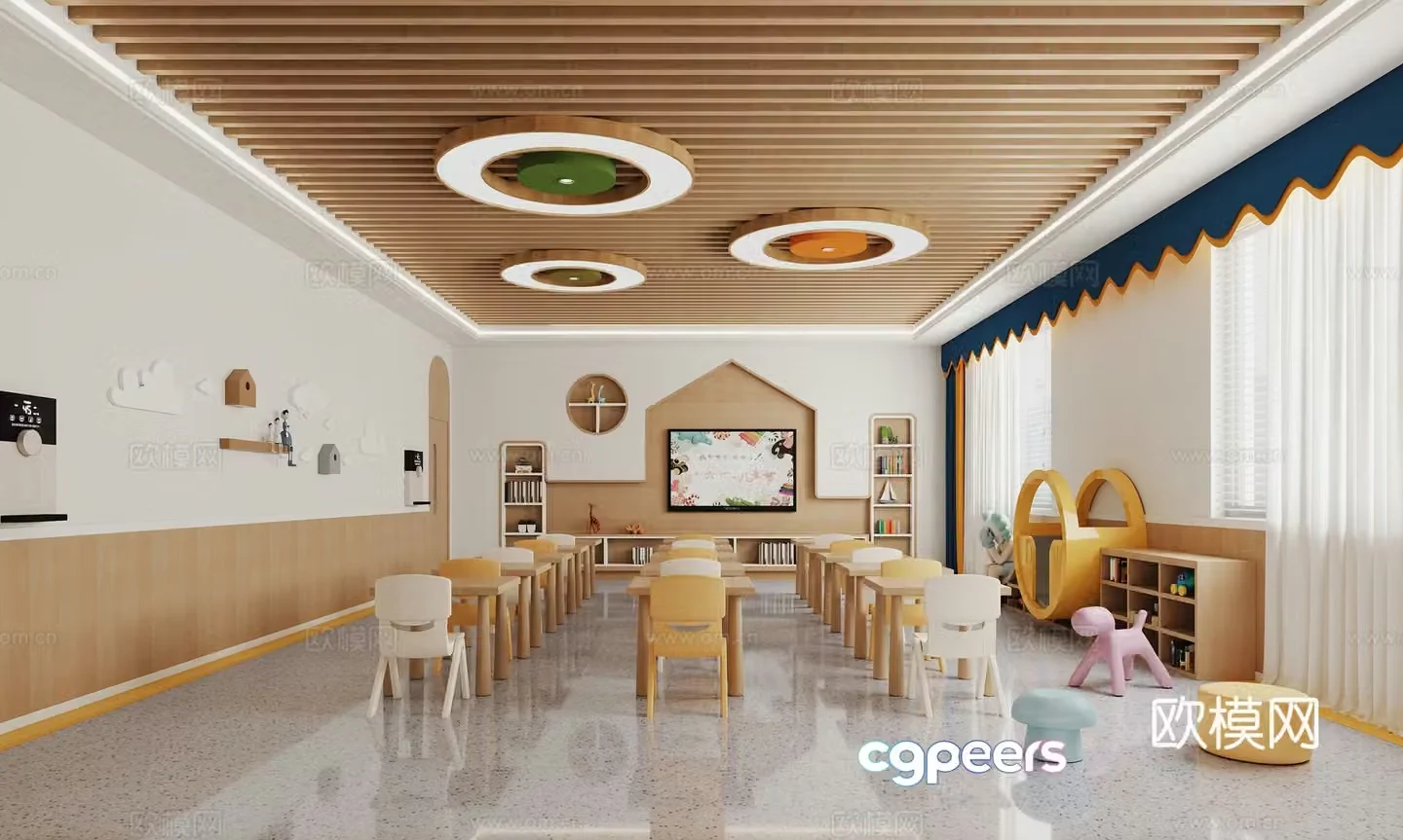 Modern kindergarten classroom classroom 3d model