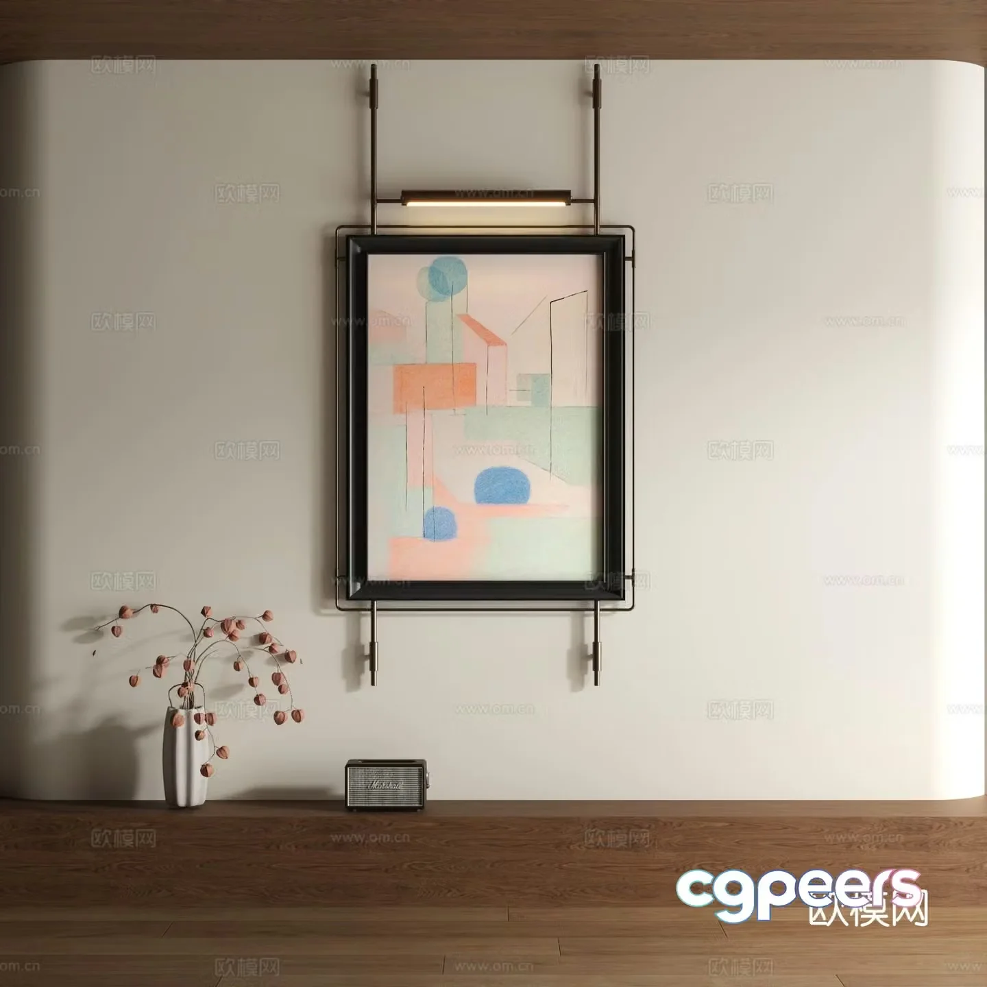 Modern watercolor decorative painting 3d model