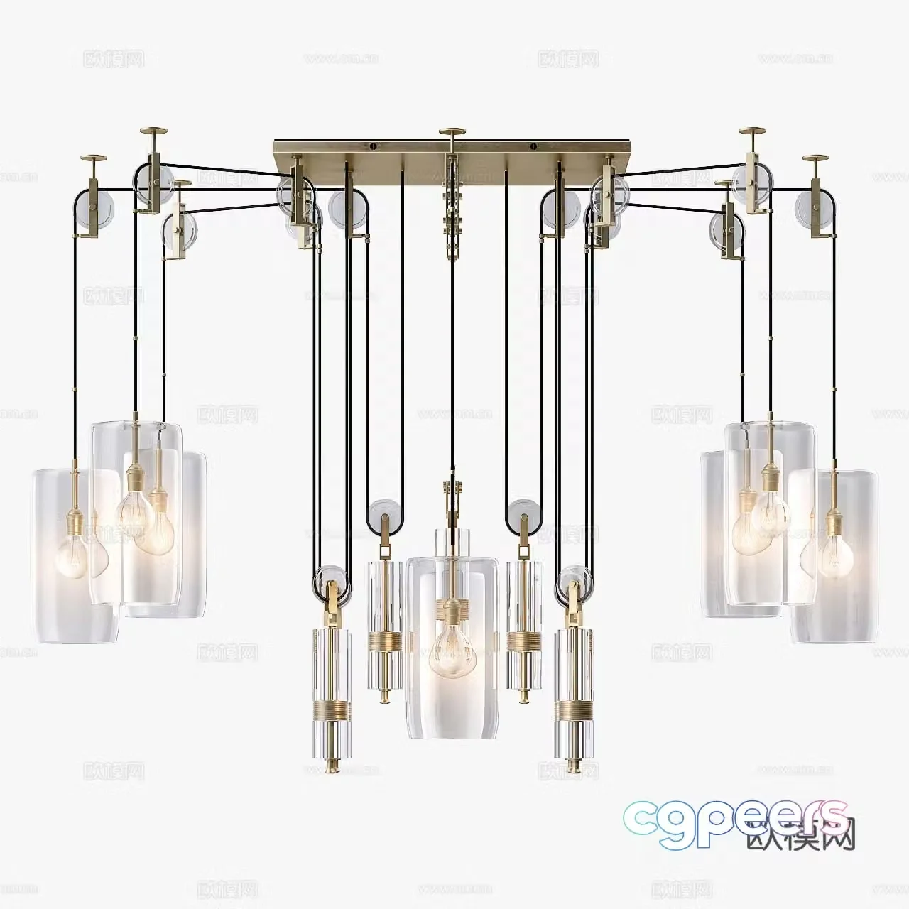 Modern light luxury decorative chandeliers 3d model