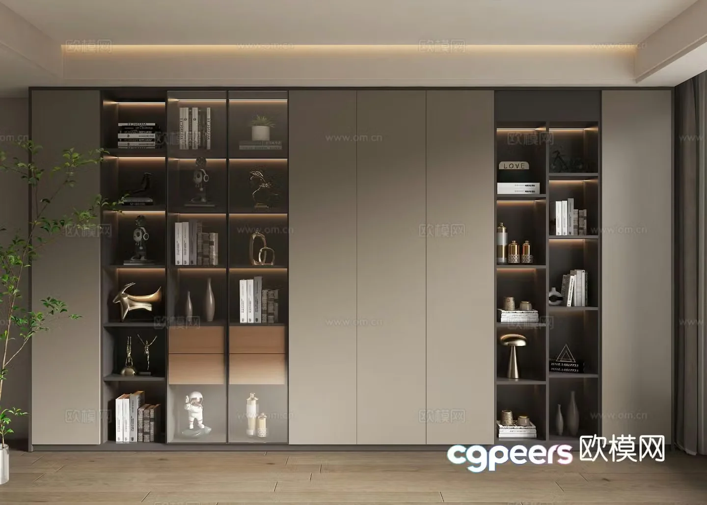 Modern home bookcase 3d model