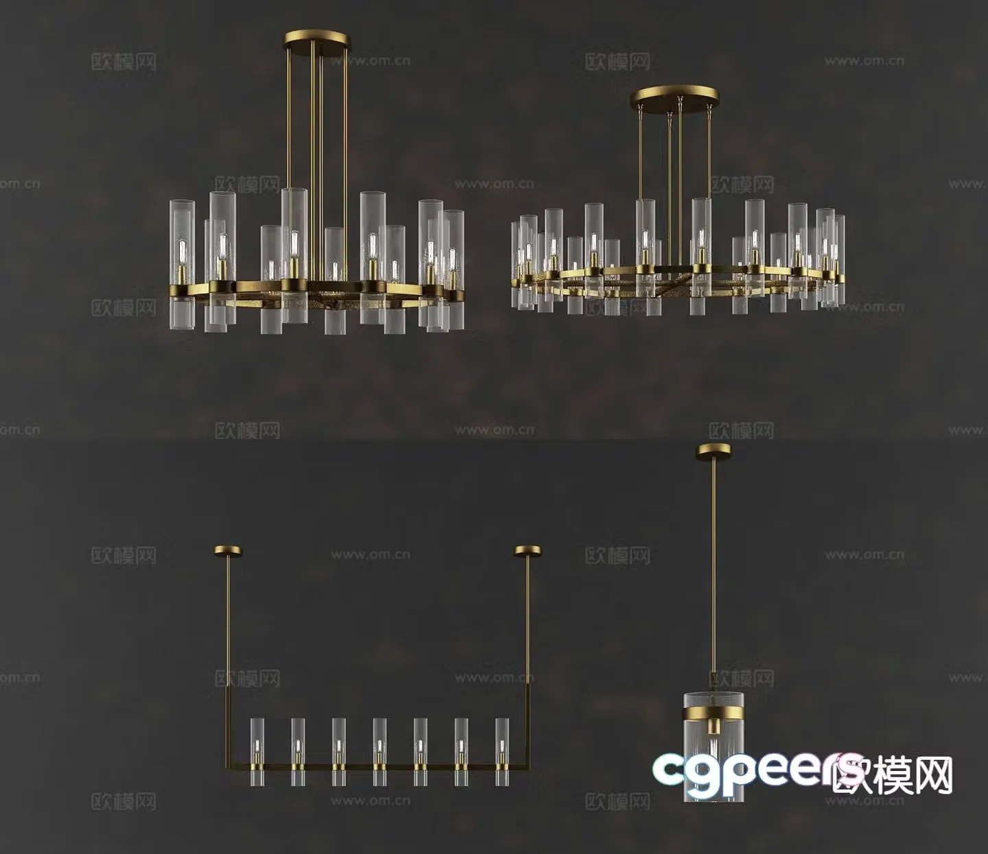 Light luxury chandelier hall chandelier 3d model