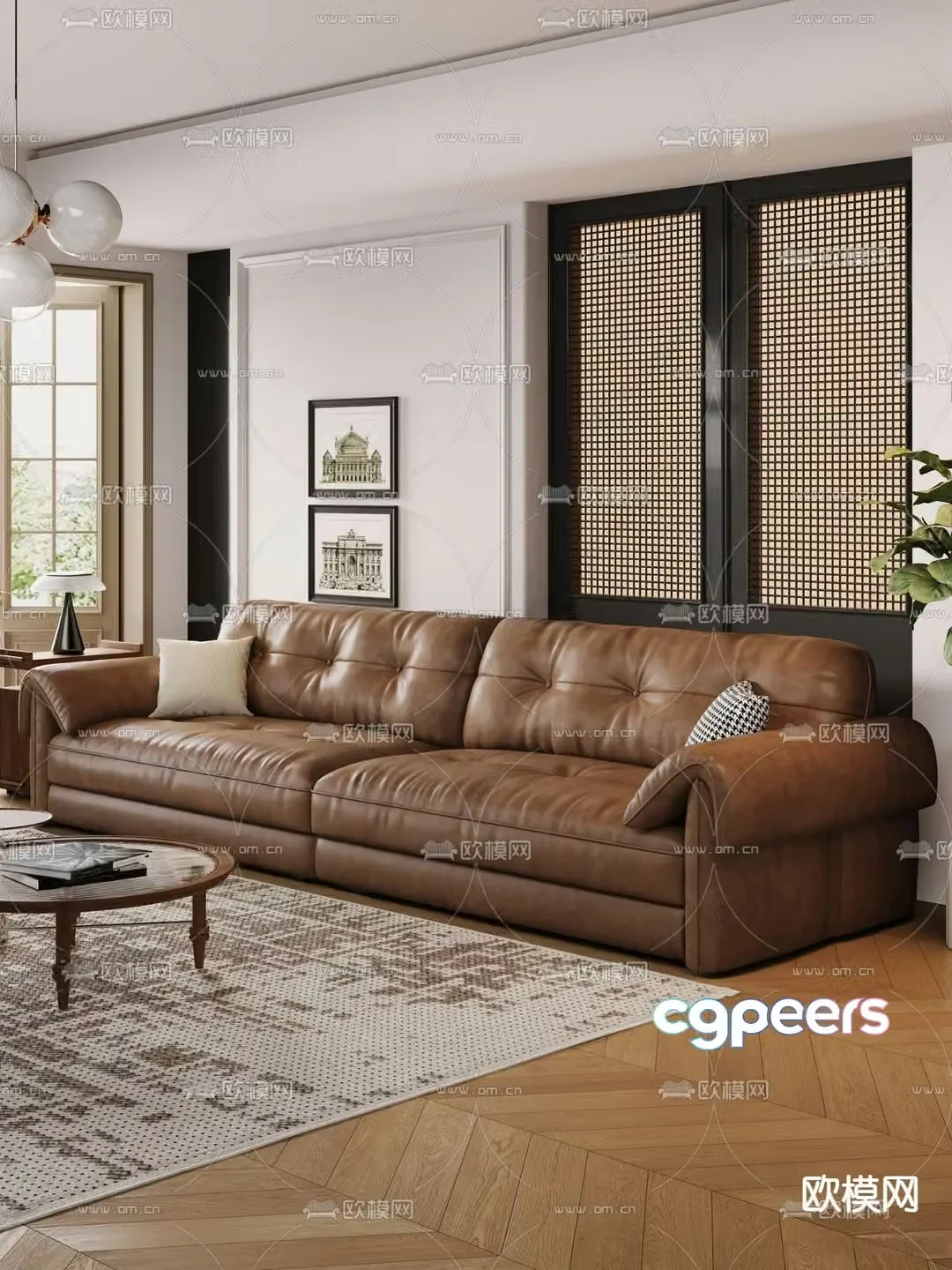 Multi-person sofa leisure sofa 3d model