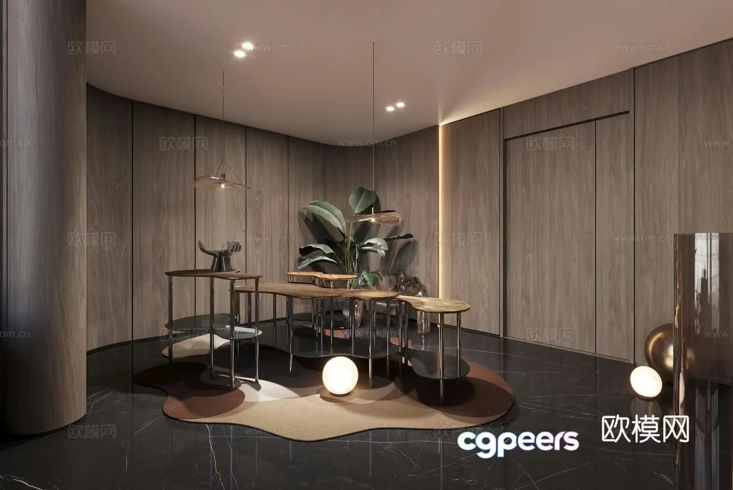 Modern light luxury villa foyer 3d model