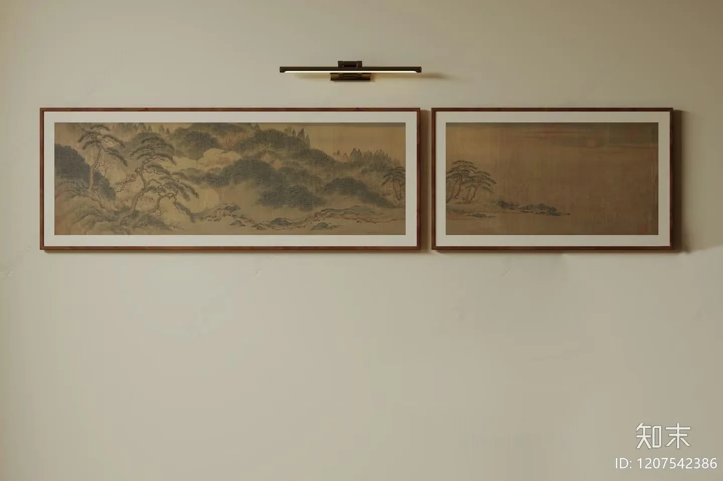 A Wall With Two Paintings 3D Model – 13096 – VRAY Render