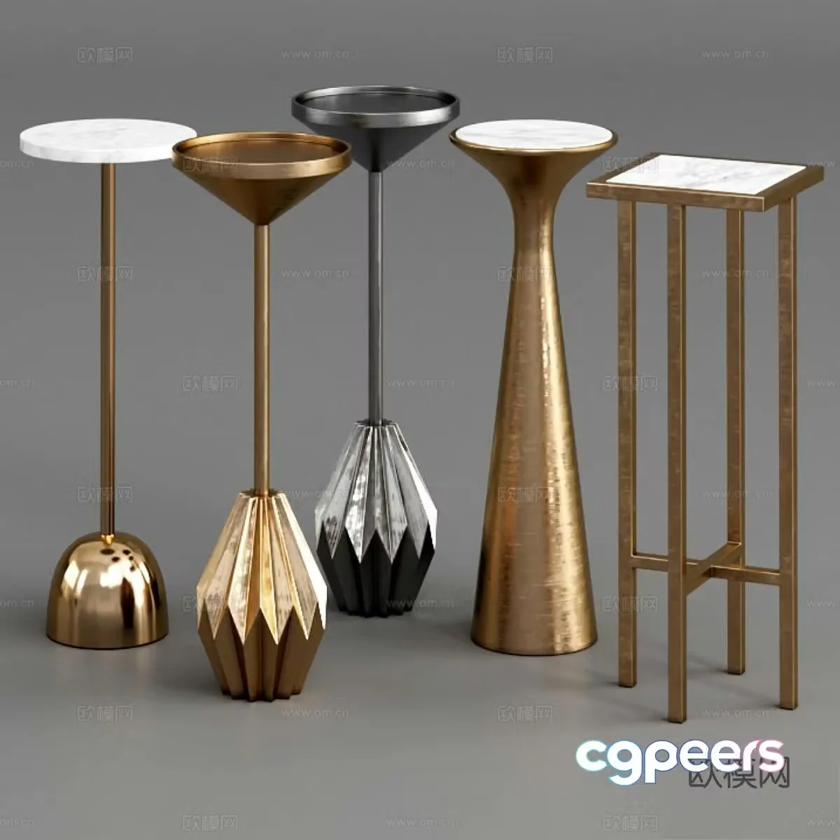 West elm round table side table angle table 3d model