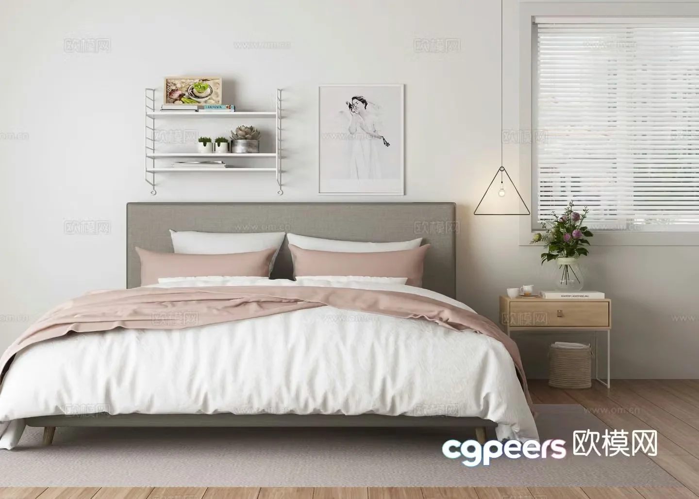 Nordic double bed 3d model