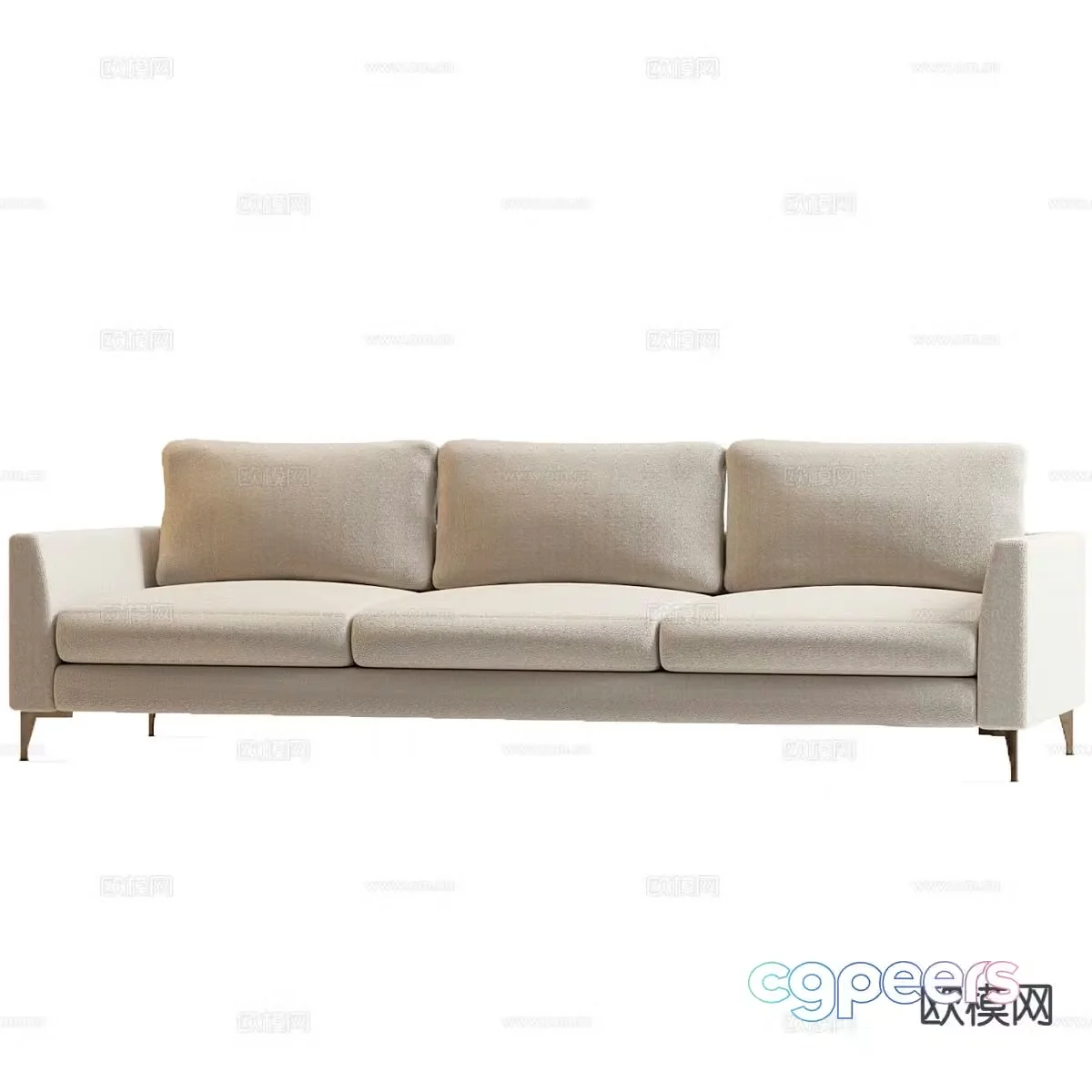 Modern three-person sofa fabric sofa 3d model