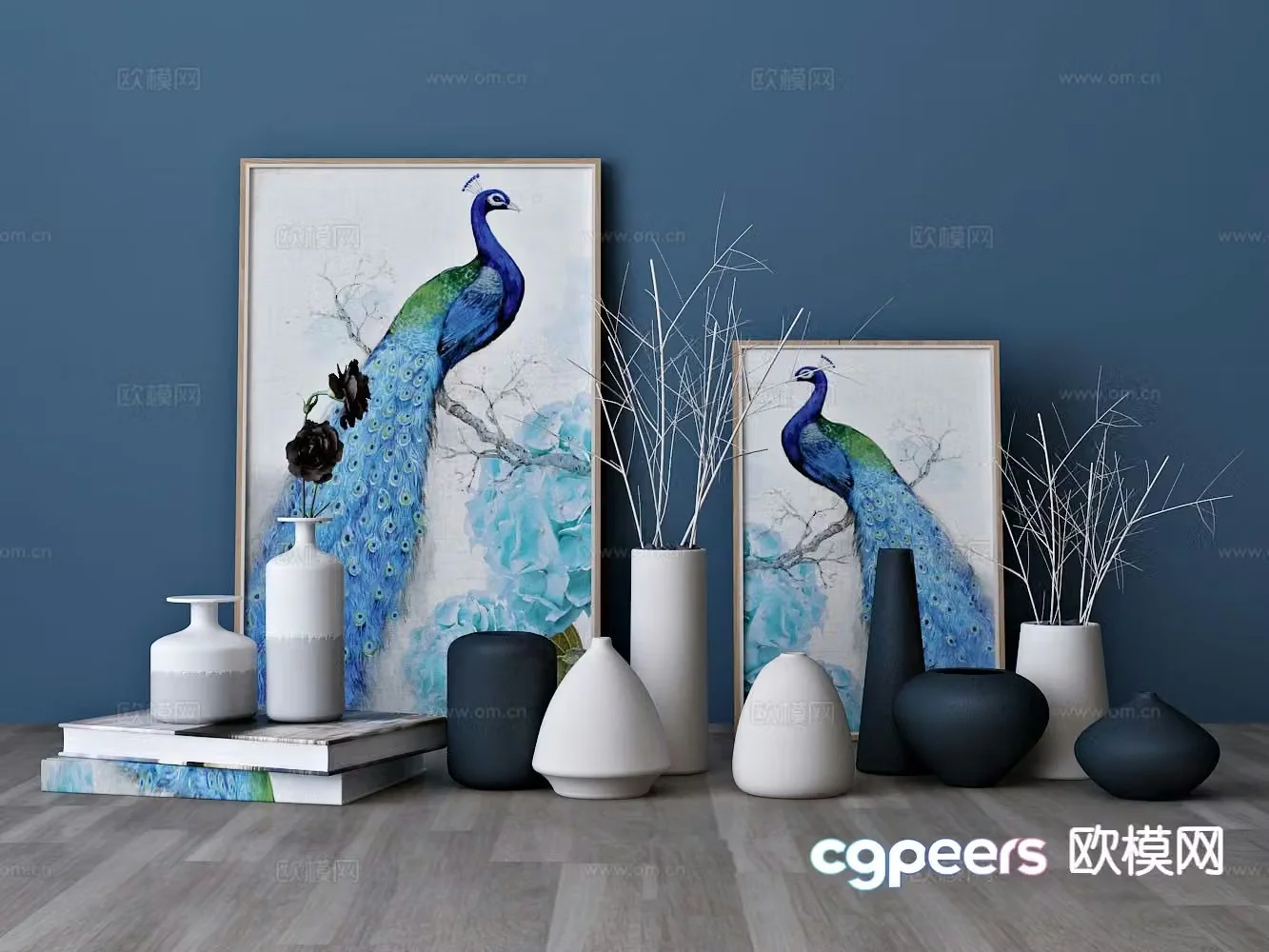 Modern decorations ornaments peacock hanging paintings 3D model
