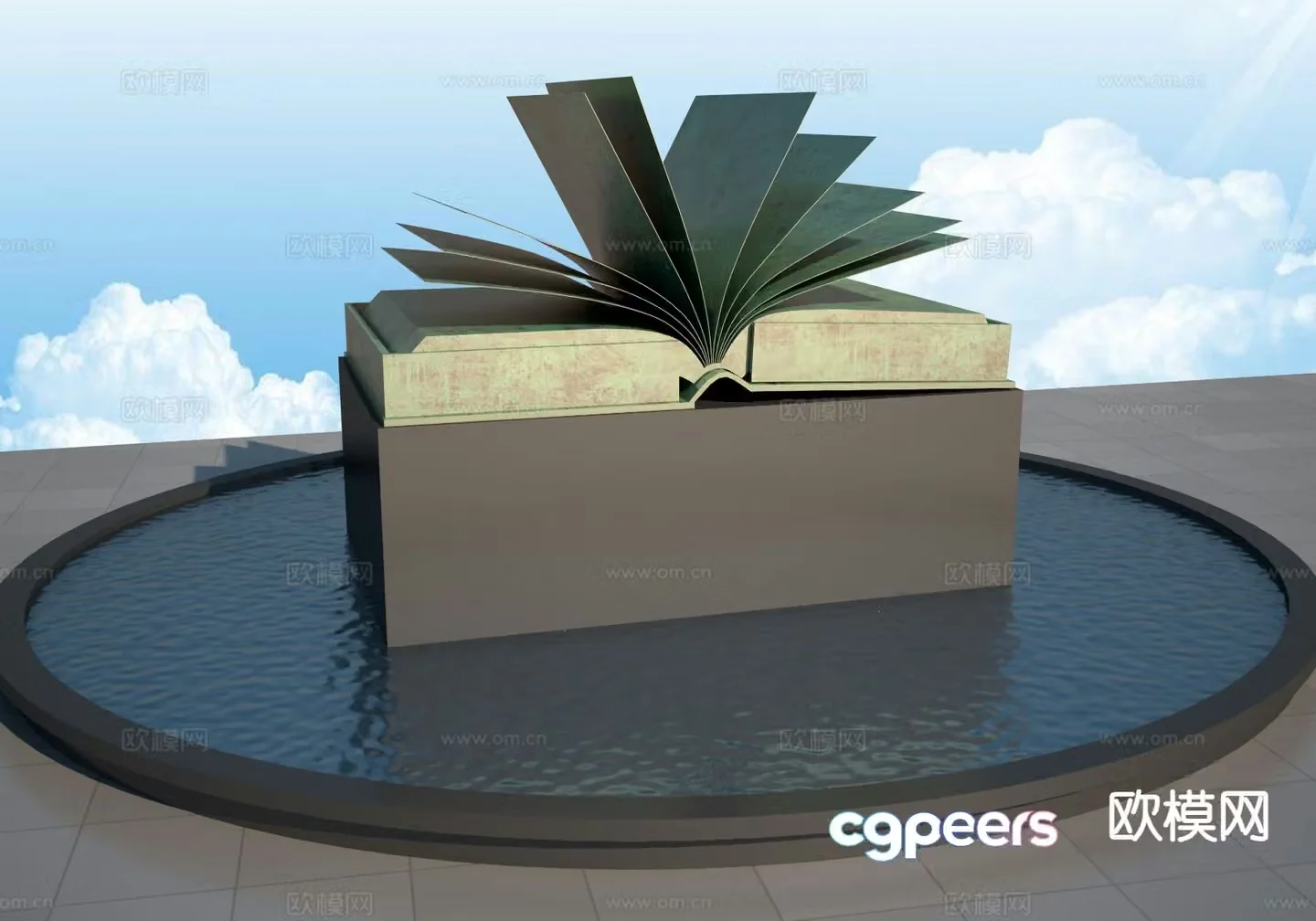 Book sculpture book page sculpture landscape 3d model