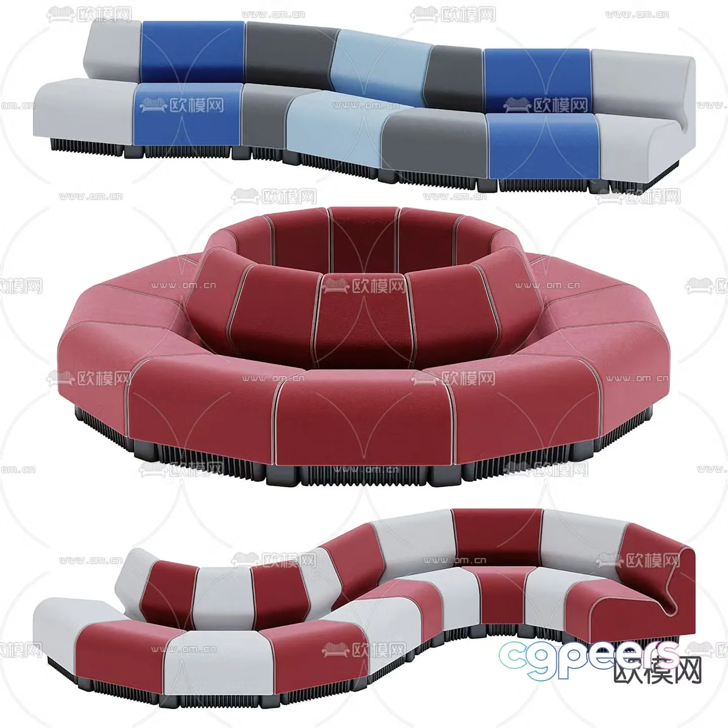 Public sofa spliced ​​sofa 3d model