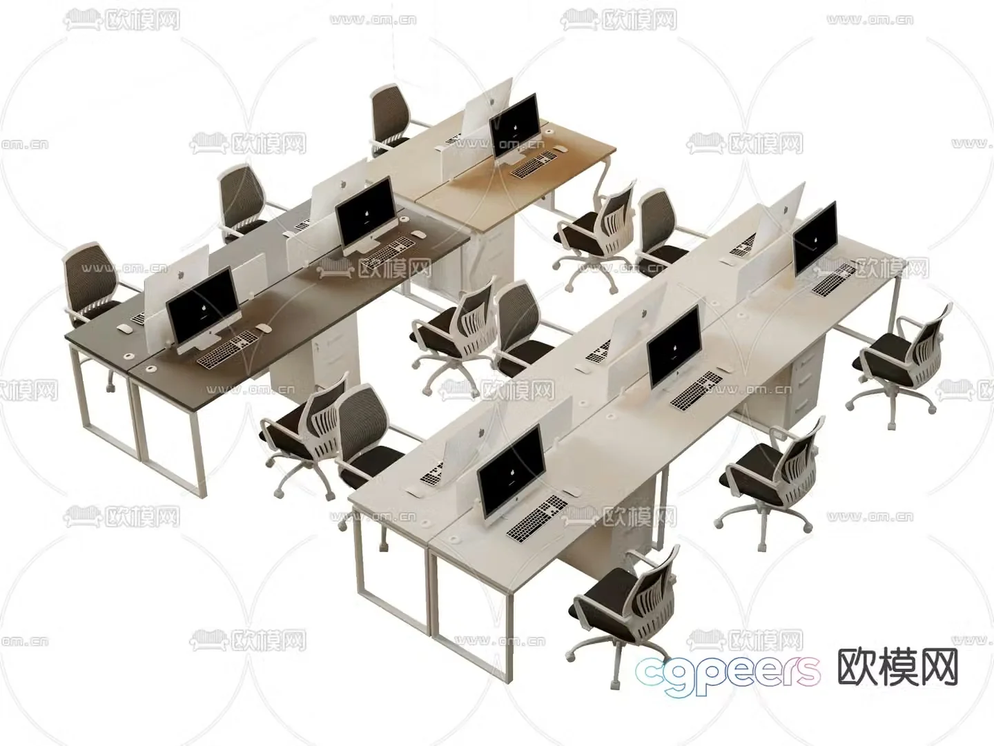Desk post work station card position 3D model