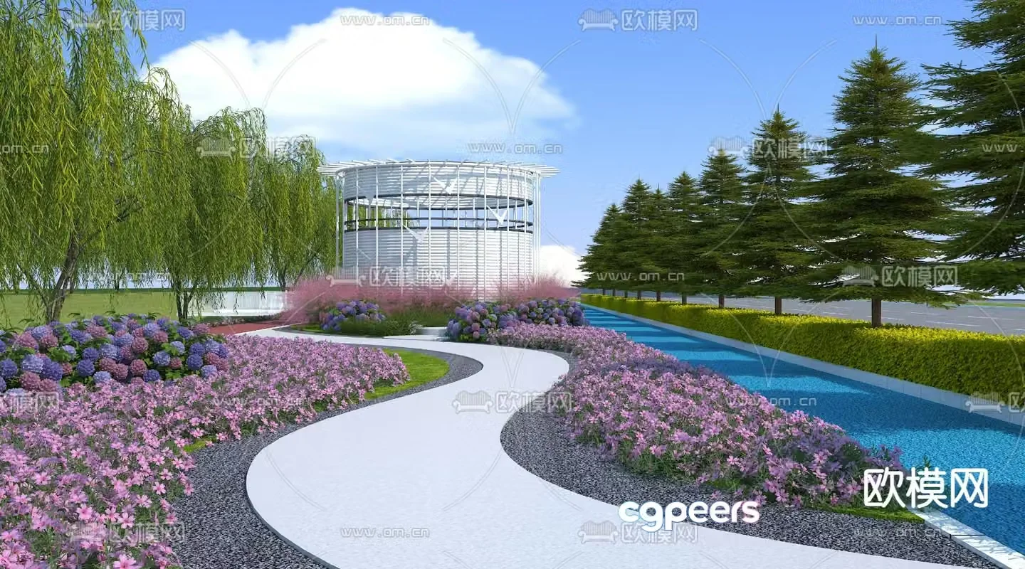 Modern garden park landscape 3d model