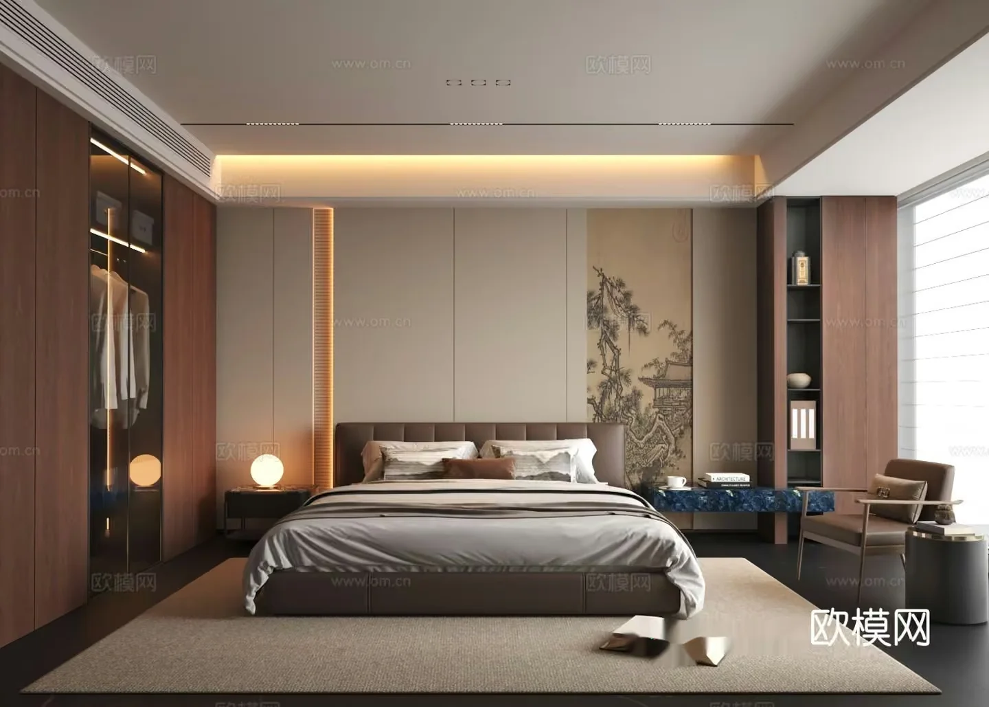 Modern Bedroom Decor 3D Model – 21728 – VRAY Render
