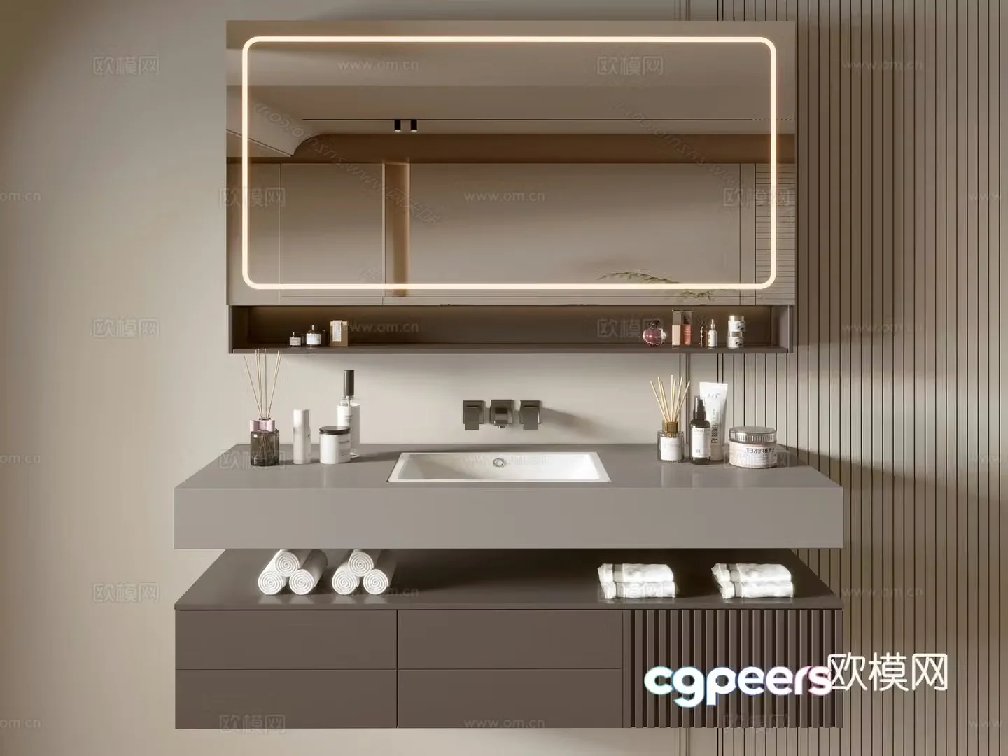 Modern bathroom cabinet bathroom basin bathroom ornaments mirror cabinet sink 3d model
