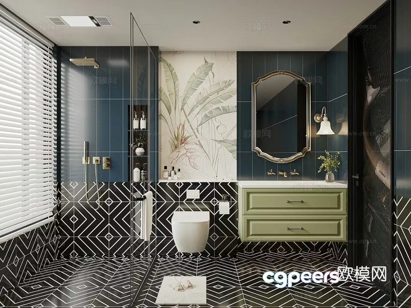 Medium style bathroom retro bathroom modern simple bathroom bathroom bathroom supplies combination 3D model