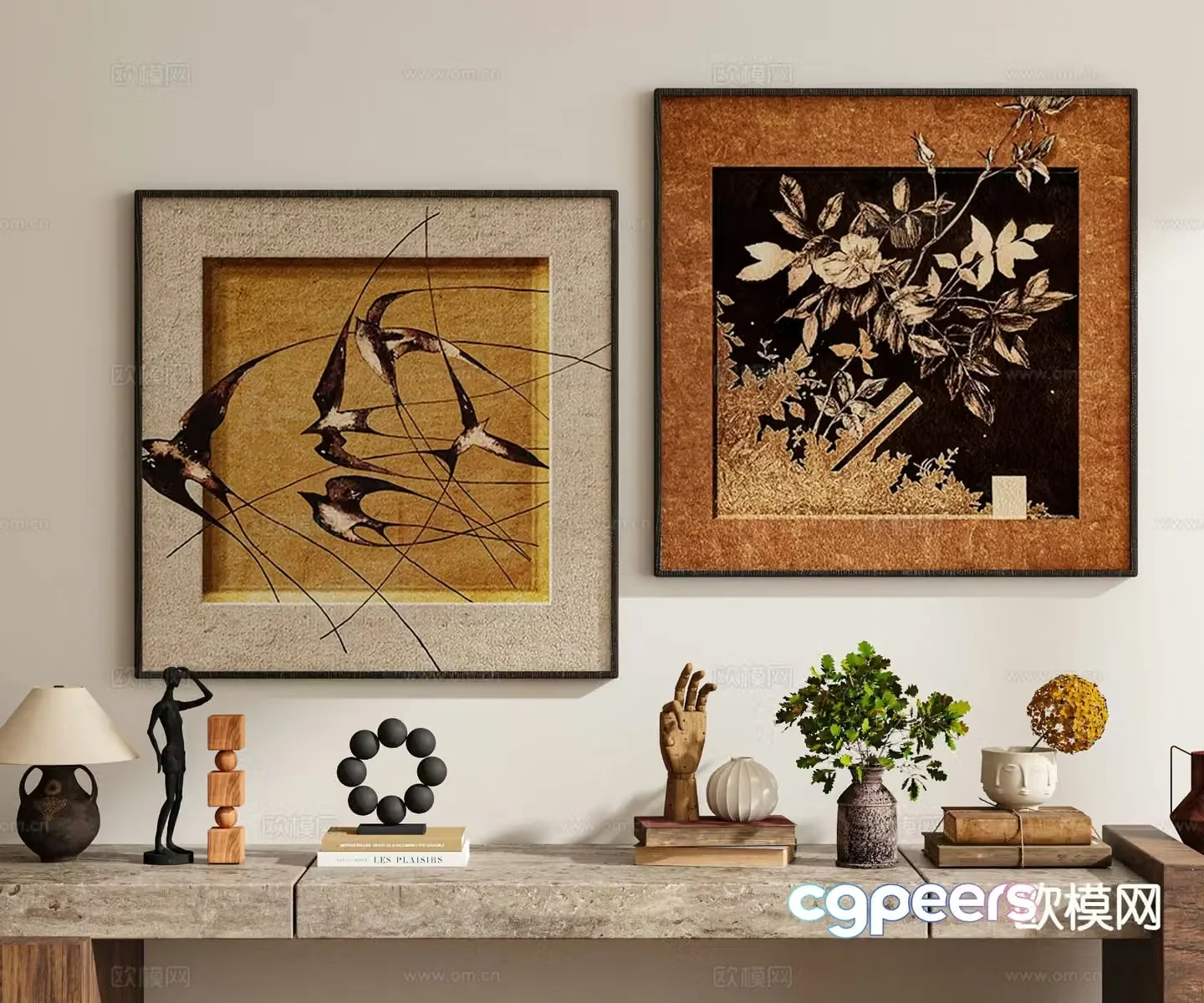 Medieval style hanging painting decorative painting retro painting 3D model