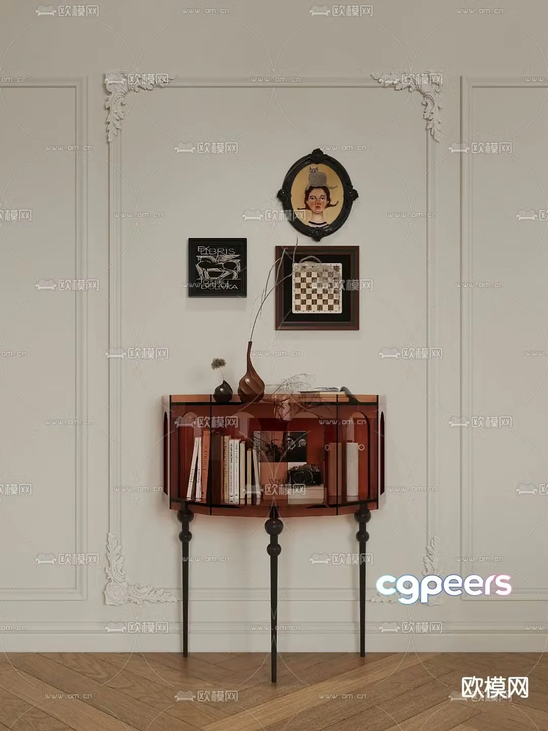 French decorative cabinet cabinet 3d model