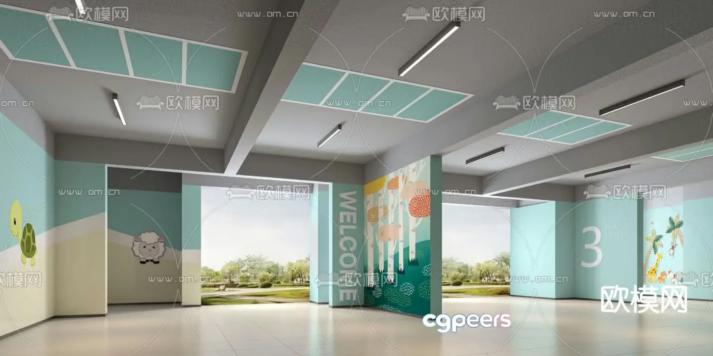 3D model of children’s overhead layer in modern public areas